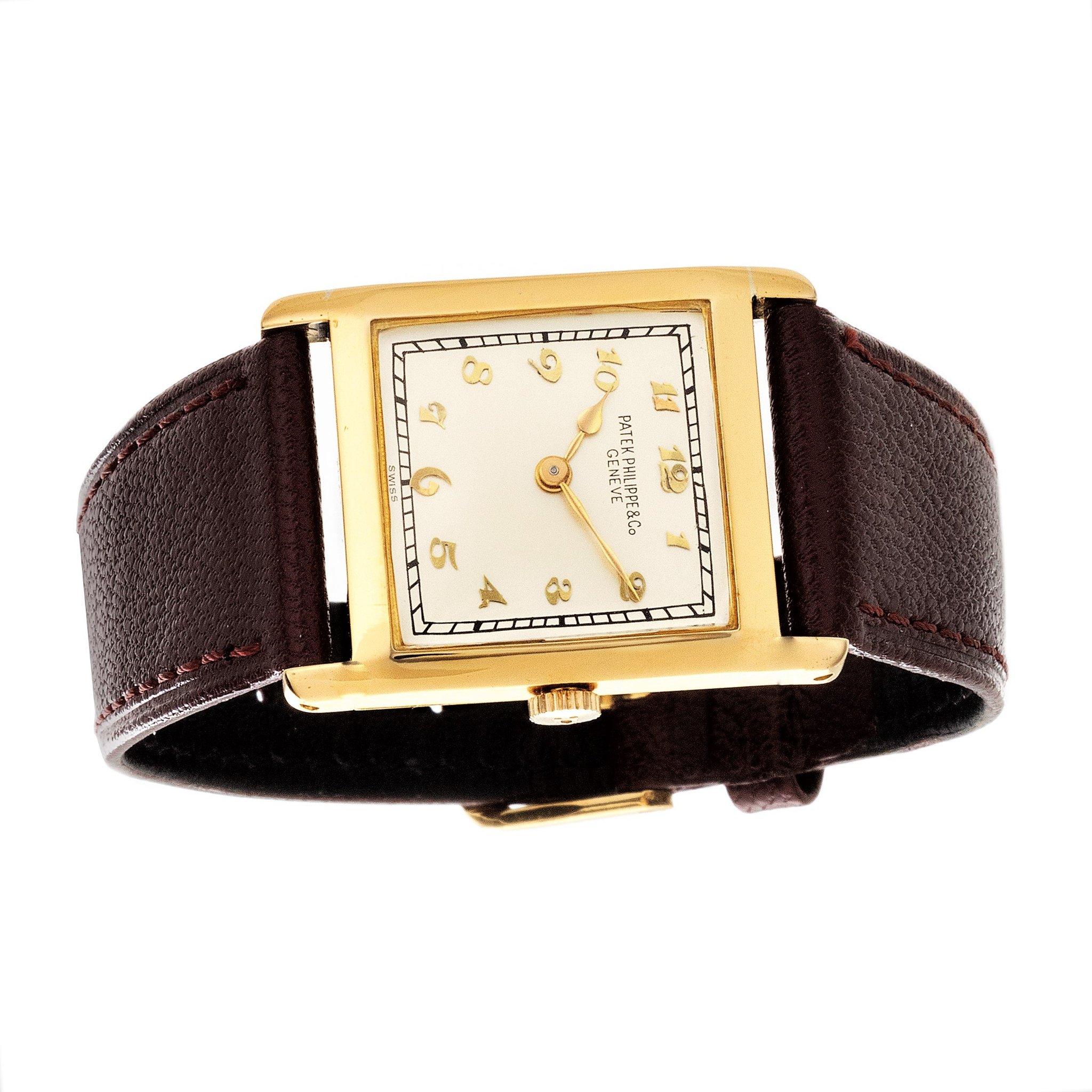 Patek Philippe Early Yellow Gold Art Deco Square Tank Watch, circa 1923 2
