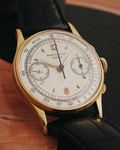 Patek Philippe, Elegant & Rare 18k YGold Chronograph "Ref. 130" Wristwatch, 1947