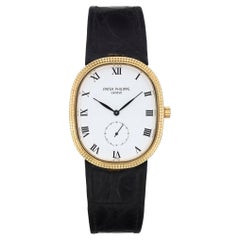 Montre unisexe Patek Philippe Ellipse en or jaune 18 carats avec cadran blanc à remontage manuel 3987J