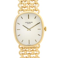 Patek Philippe Ellipse 18k Yellow Gold Silver Dial Mechanical Watch 3848/1