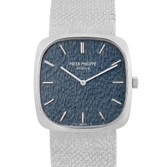 Patek Philippe Ellipse 28mm Or blanc 18k Cadran bleu Sigma Montre Unisexe 3566/1G