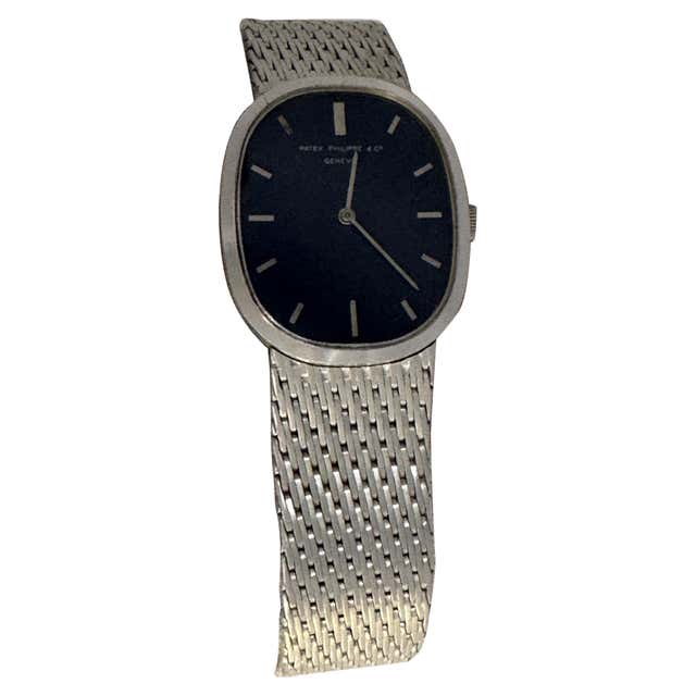 Vintage 1970s Patek Philippe Grand Ellipse 3589 18K WG Blue Beyer Dial ...