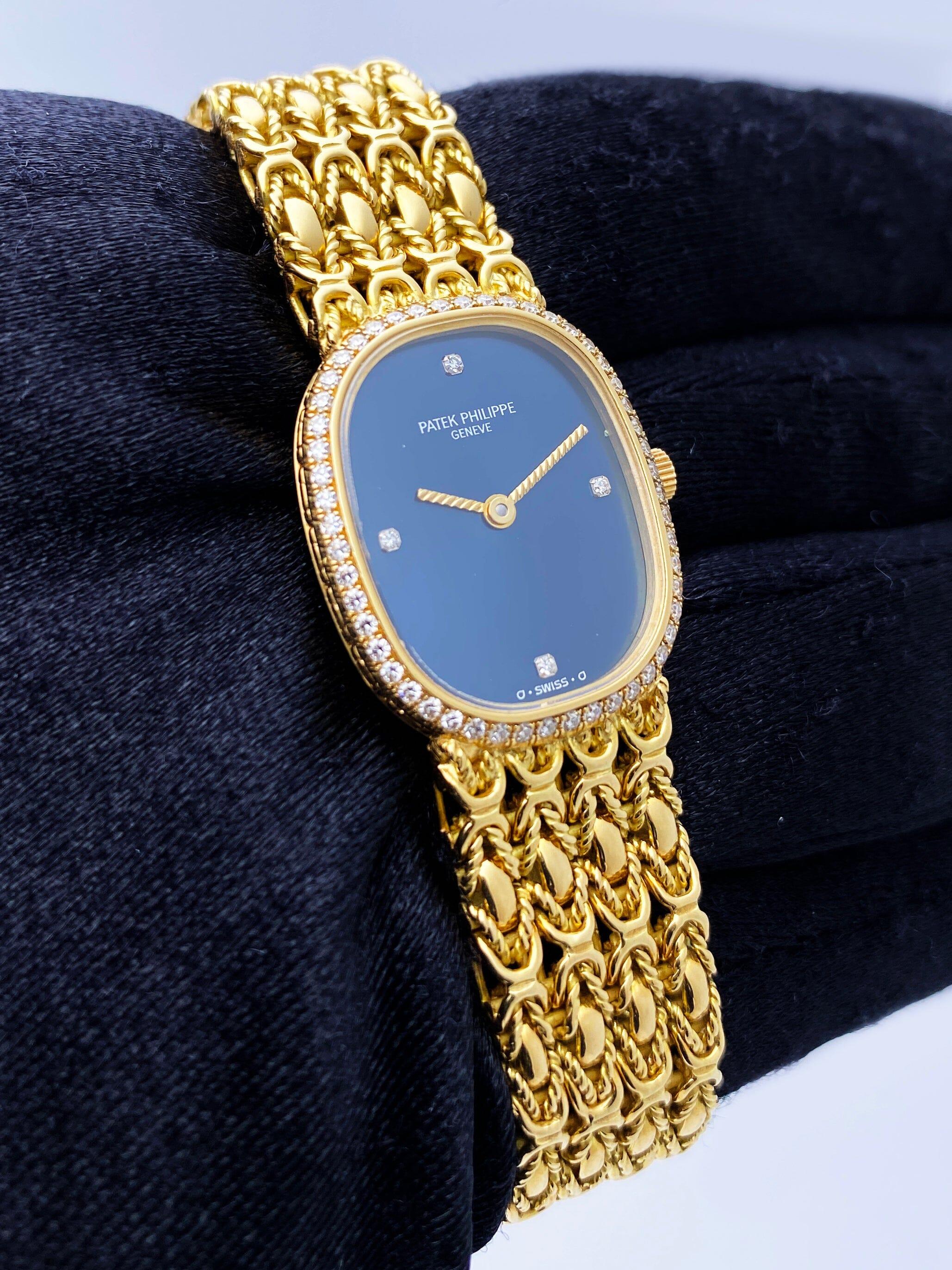 Women's Patek Philippe Ellipse 4698/1 Diamond 18k Yellow Gold Ladies Watch with Archives