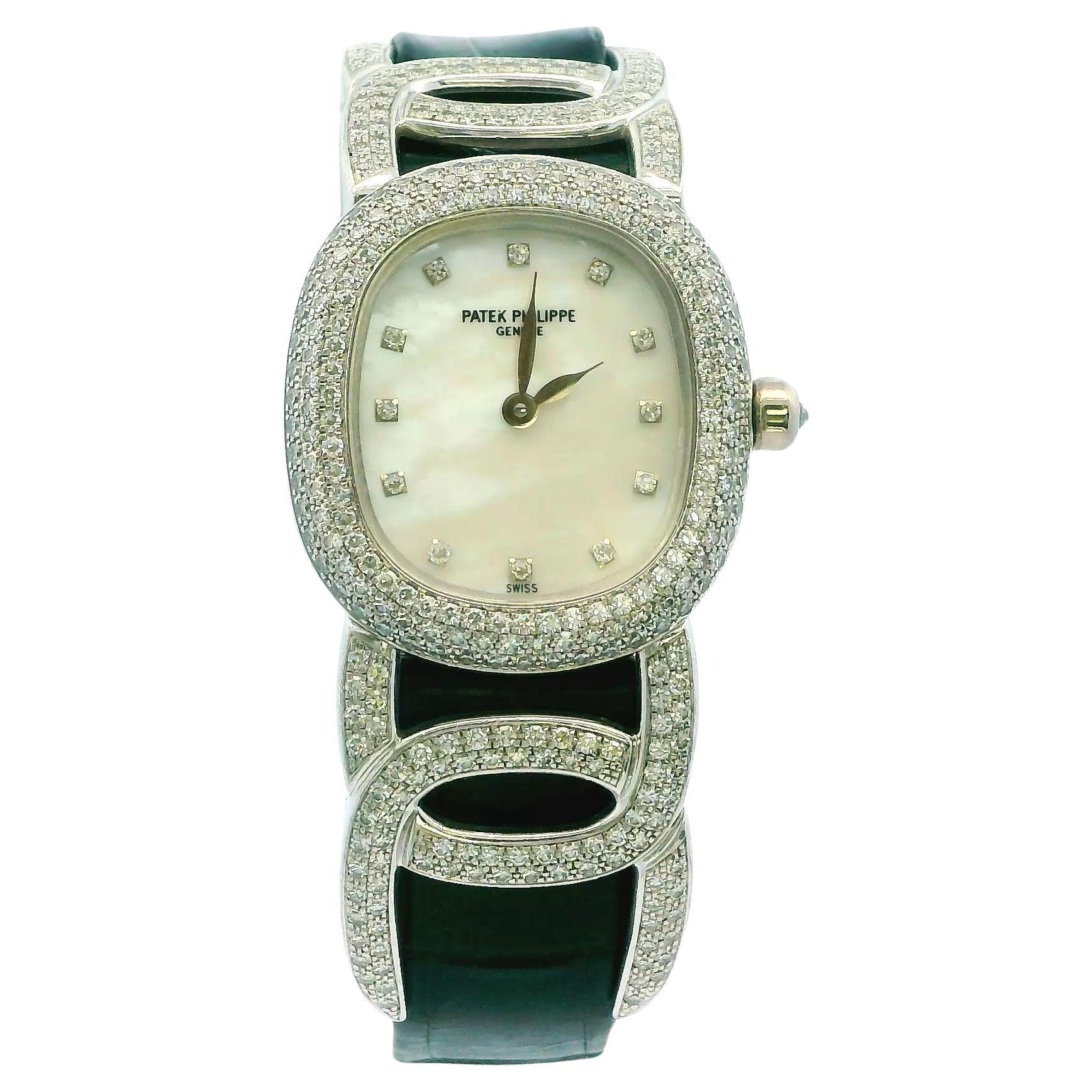 Patek Philippe Ellipse 4832 18K White Gold Pave MOP Dial Box & Papers