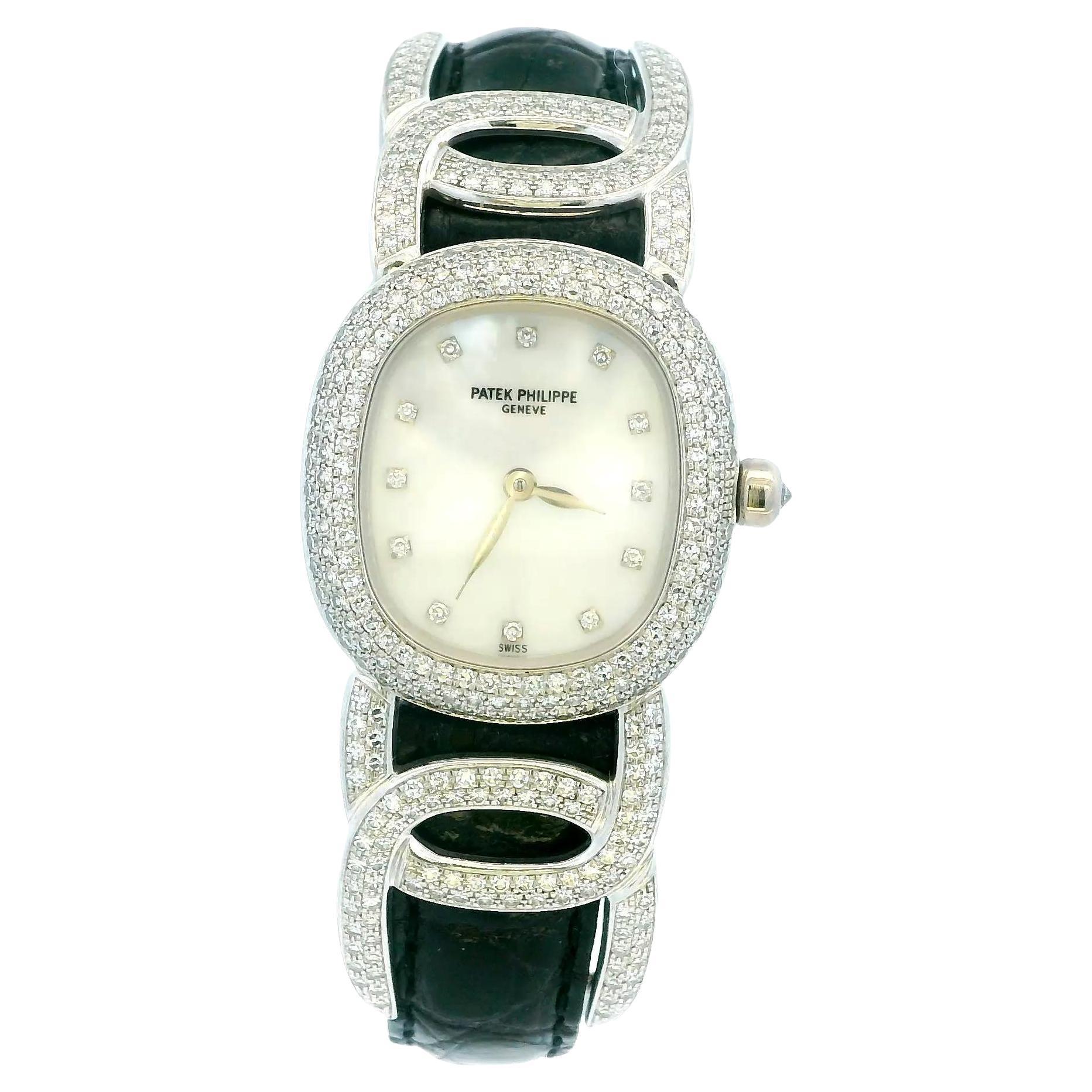 Patek Philippe Ellipse 4832 18K White Gold Pave MOP Dial Ladies Watch