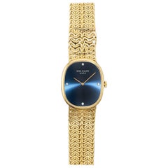Reloj Patek Philippe Ellipse de esfera azul en oro amarillo de 18 quilates, años 80