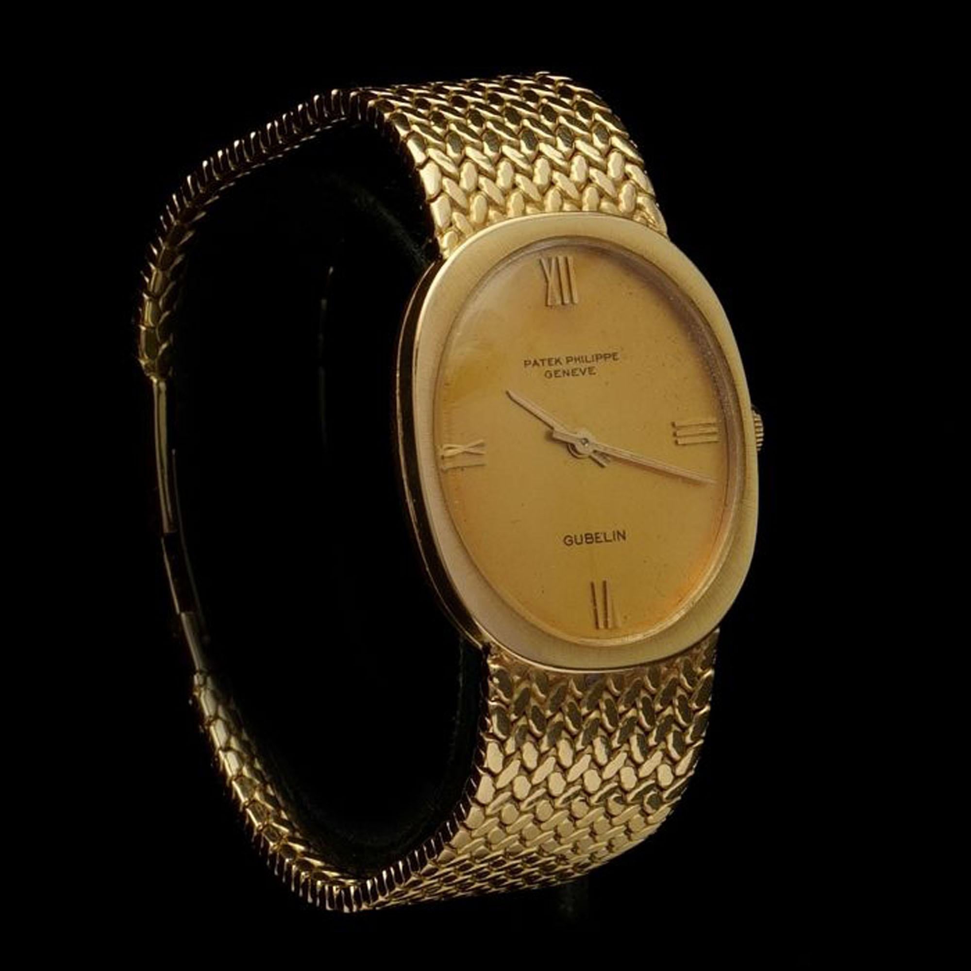 Patek Philippe Ellipse for Gubelin, 18kt Gold Manual Winding Mens Wristwatch For Sale 1
