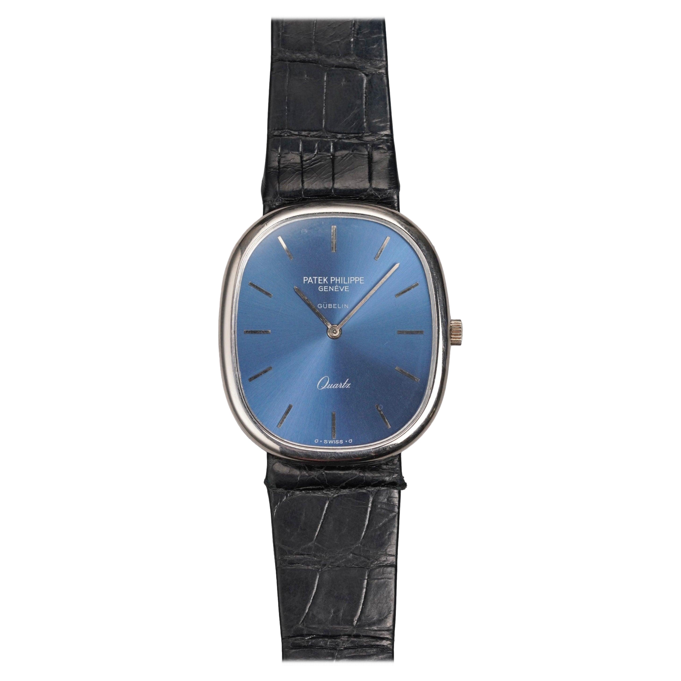 Reloj Patek Philippe Ellipse Gubelin Stamp de oro blanco de 18 quilates, años 80 en venta