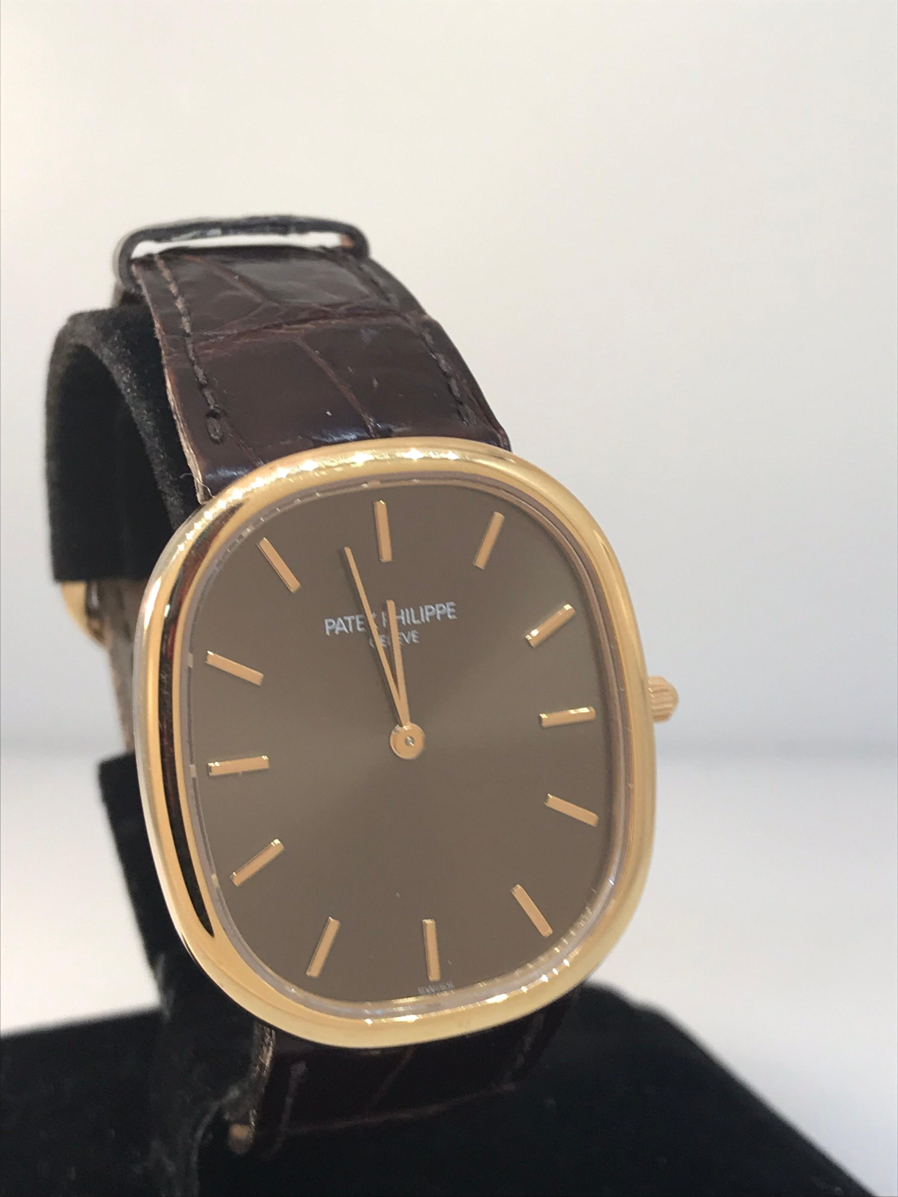 Patek Philippe Ellipse Rose Gold Automatic Brown Dial Men's Watch 3738/100R For Sale 1