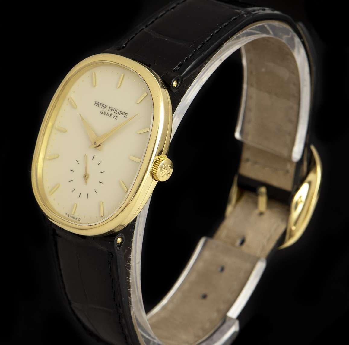 Patek Philippe Ellipse Vintage Herrenuhr 18k Gelbgold Creme Zifferblatt 3948 im Zustand „Hervorragend“ in London, GB