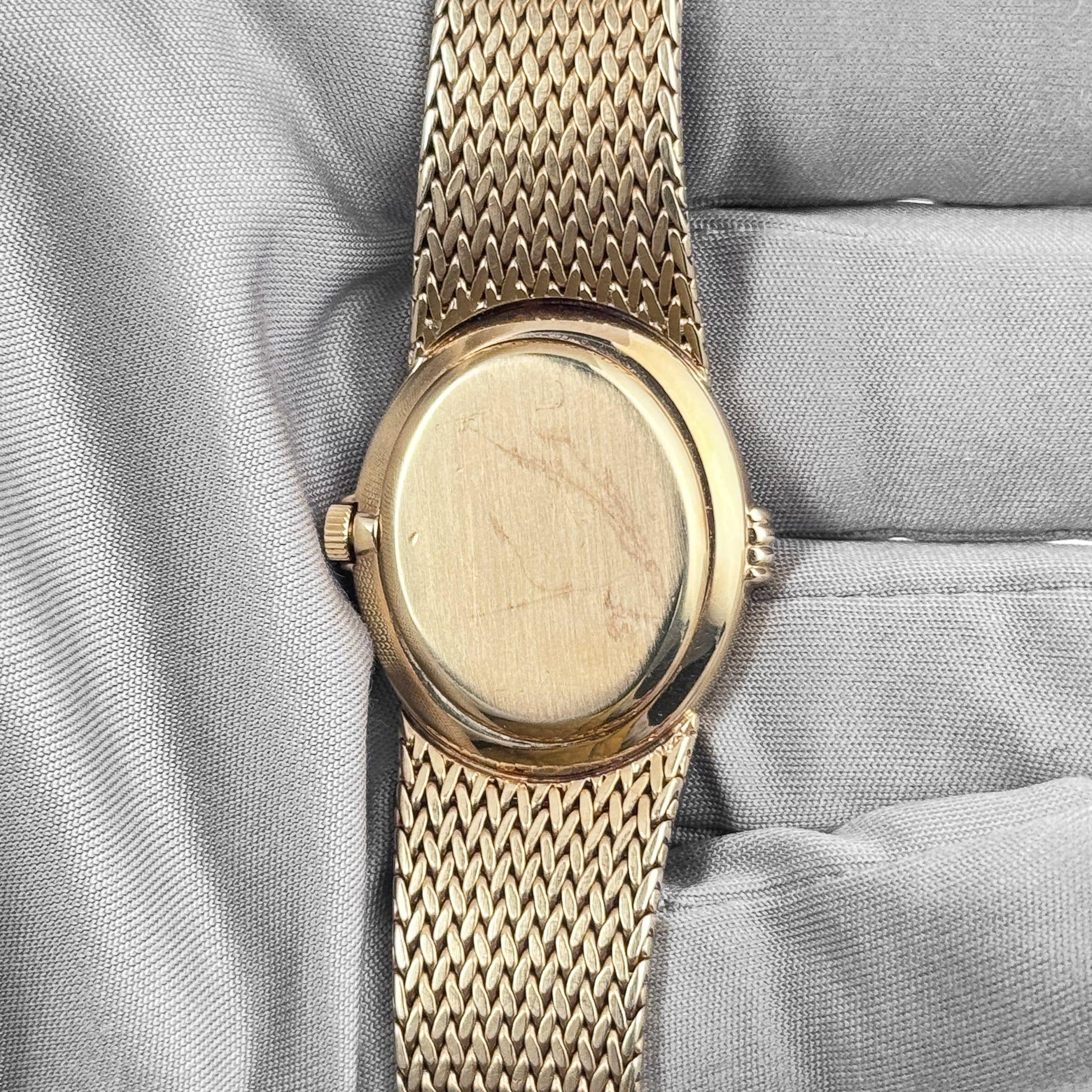 Patek Philippe Ellipse Vintage Yellow Gold Black Onyx Dial Diamond Bezel For Sale 5