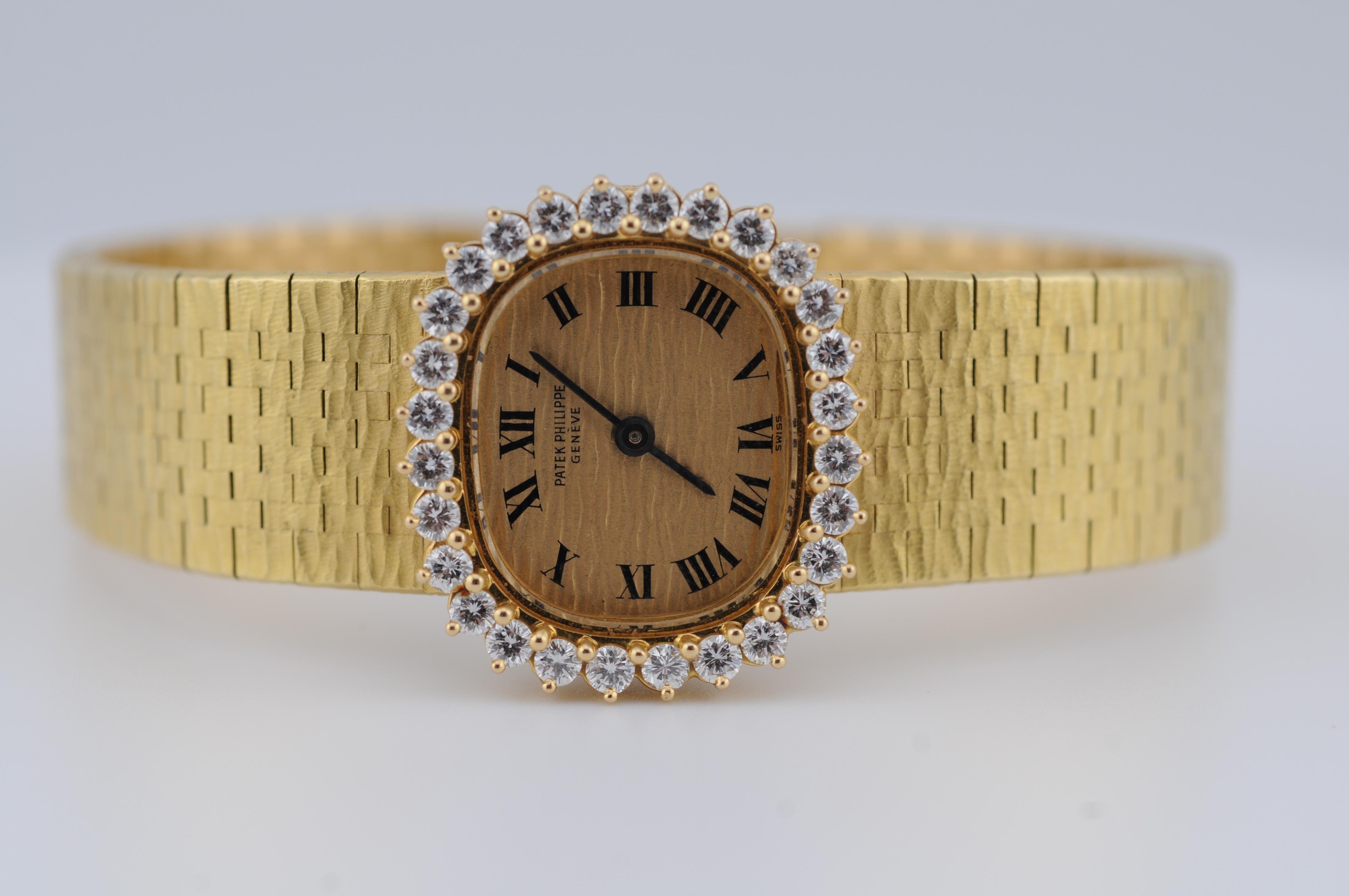 Patek Philippe Ellipse Watch with Diamonds in 18k yellow gold For Sale 8
