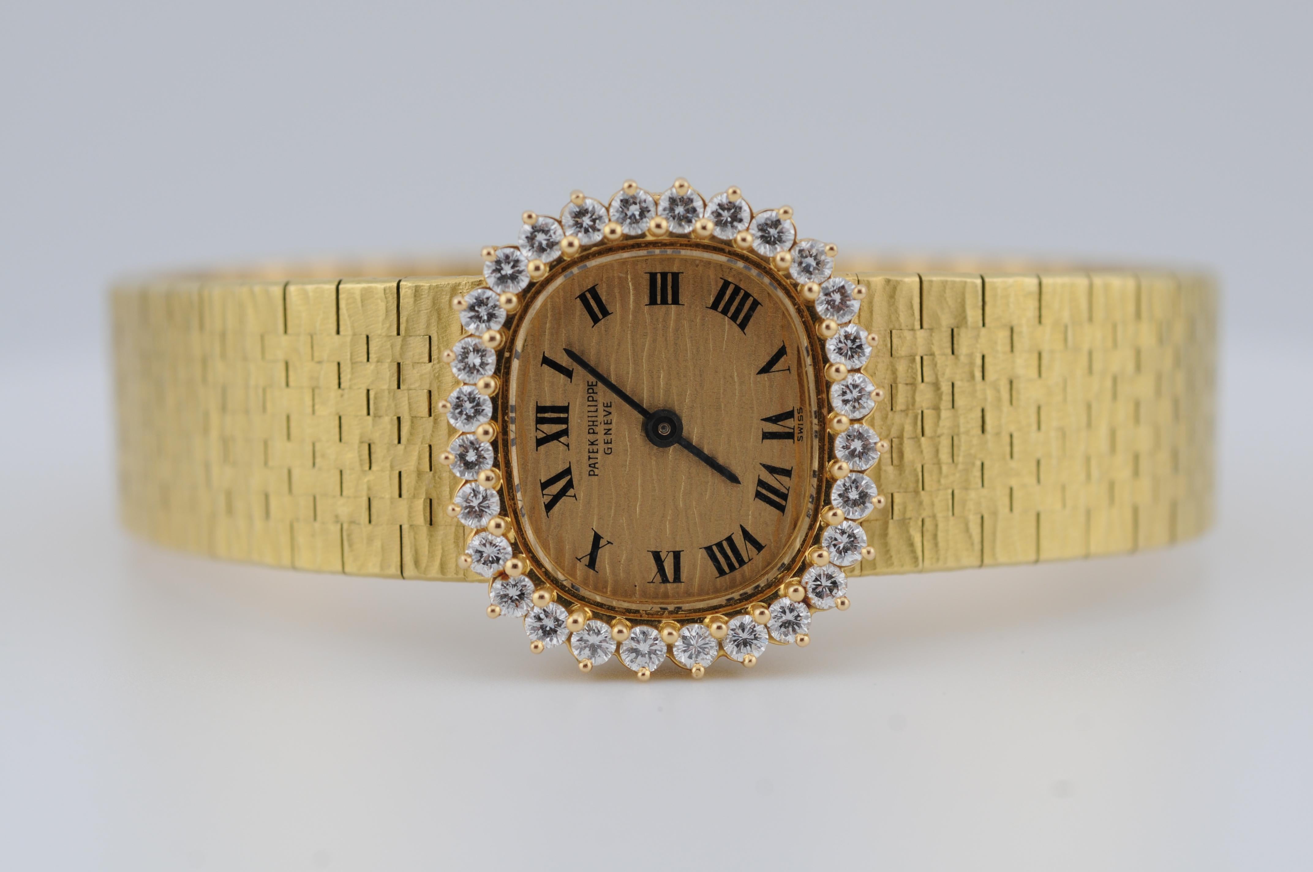 Brilliant Cut Patek Philippe Ellipse Watch with Diamonds in 18k yellow gold For Sale