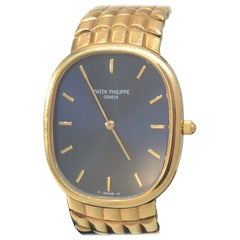 Patek Philippe Ellipse Yellow Gold Blue Dial Bracelet Men’s Watch 3738/115