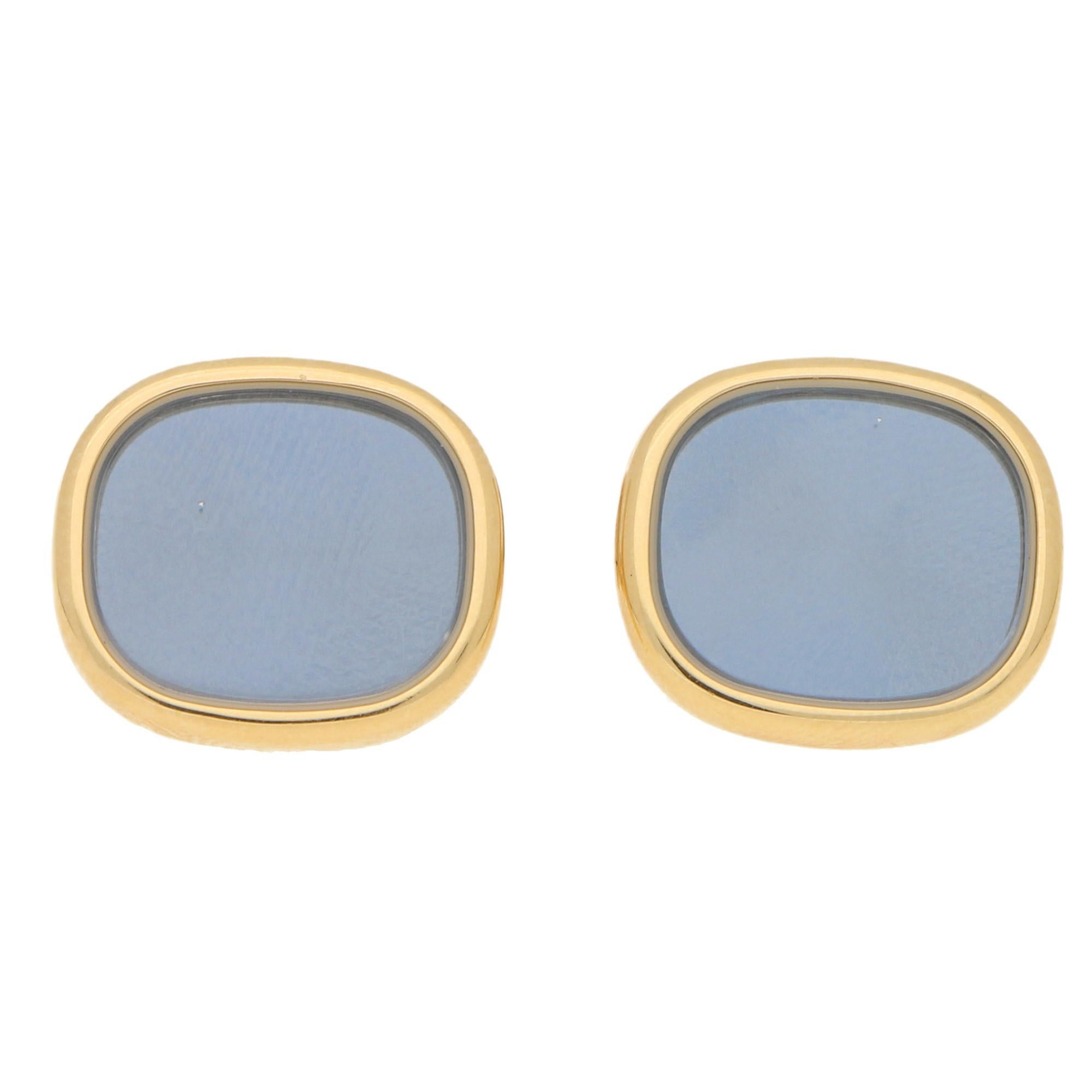 Contemporary Patek Philippe Enamel and Rock Crystal Cufflinks in 18ct Yellow Gold