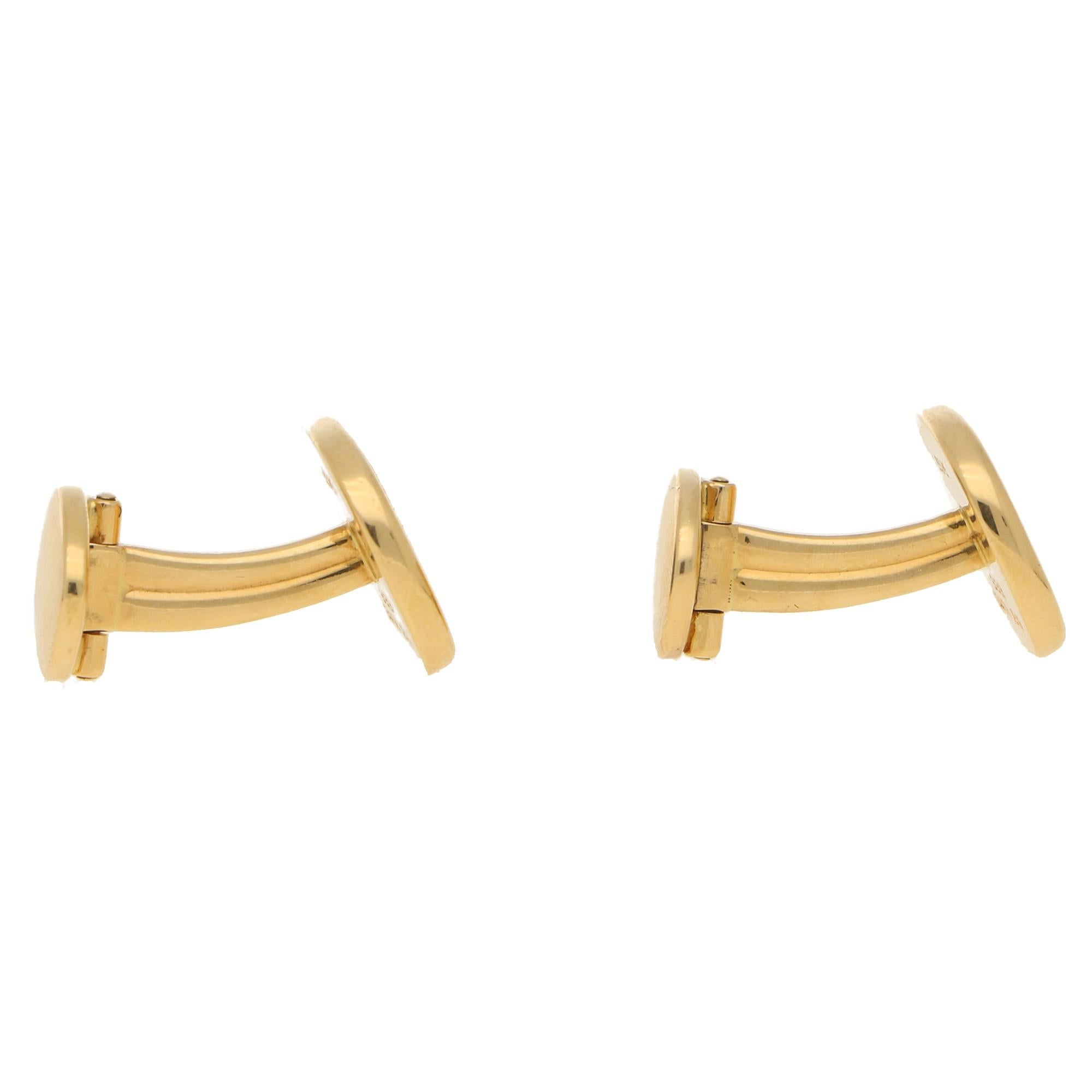 Patek Philippe Enamel and Rock Crystal Cufflinks in 18ct Yellow Gold In Good Condition In London, GB