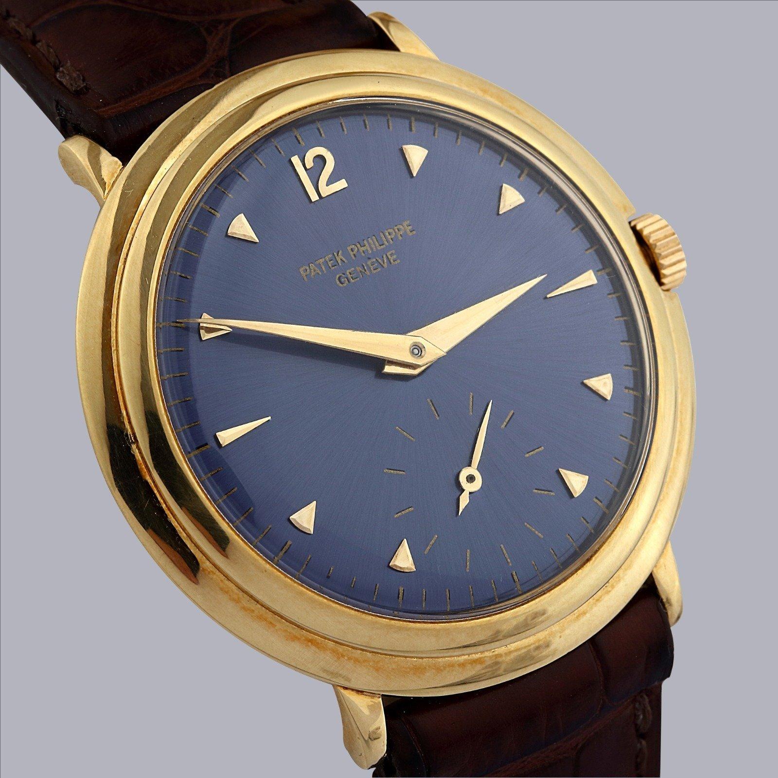 Brand: Patek Philippe (Guaranteed Authentic)
Reference Number: 2515
Manucfacturing Year: 1954
Gender: Men's
Metal: 18 K Yellow Gold 
Dial: Original Blue Enamel Dial 
Case Size: 36 mm excluding winding crown
Wrist Size: This watch will currently fit