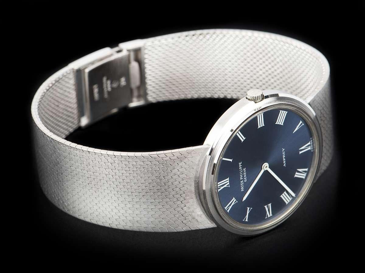 Patek Philippe für Asprey Weißgold Calatrava Blaues Zifferblatt Automatik-Armbanduhr 1