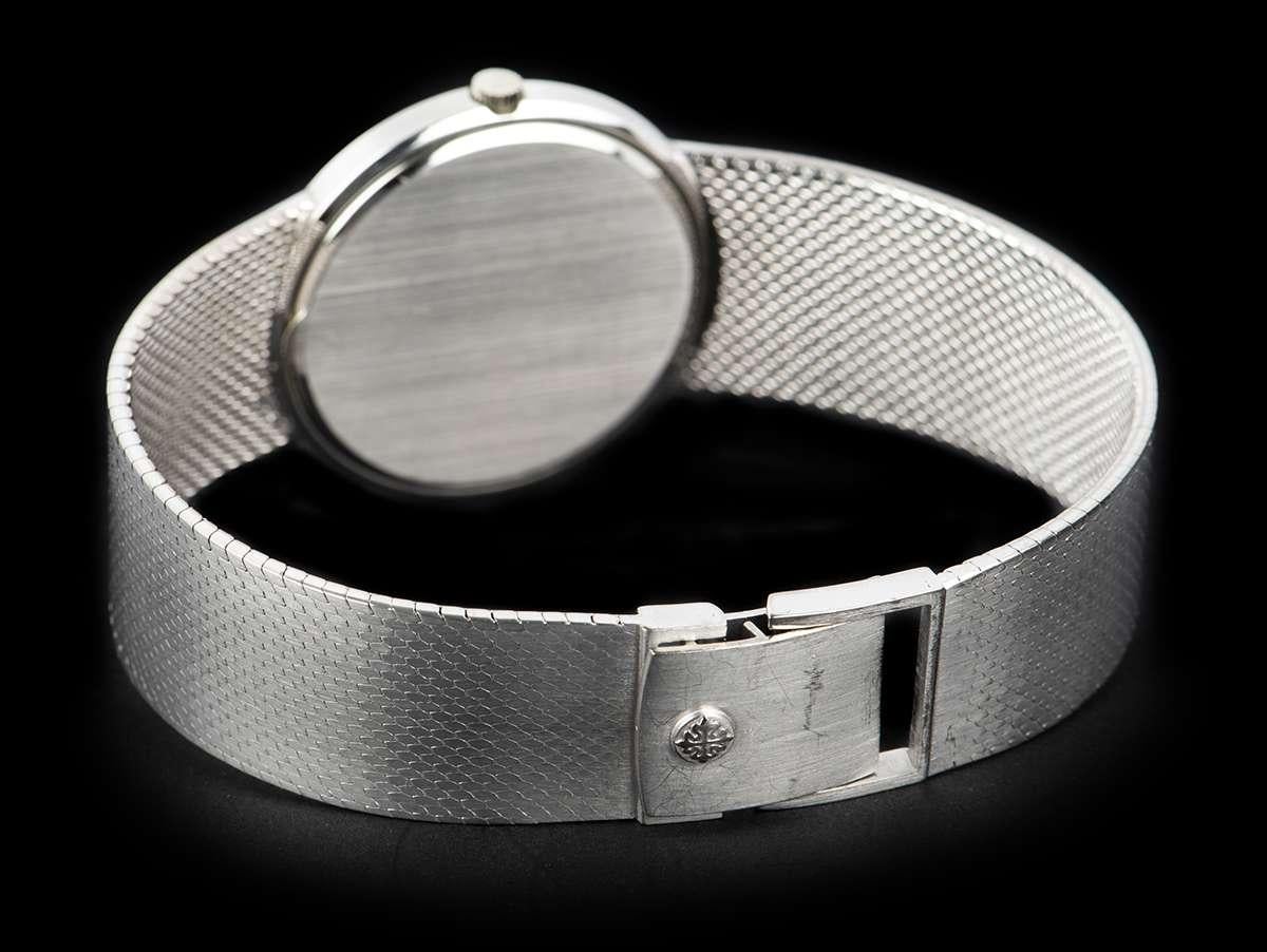 Men's Patek Philippe for Asprey White Gold Calatrava Blue Dial Automatic Wristwatch