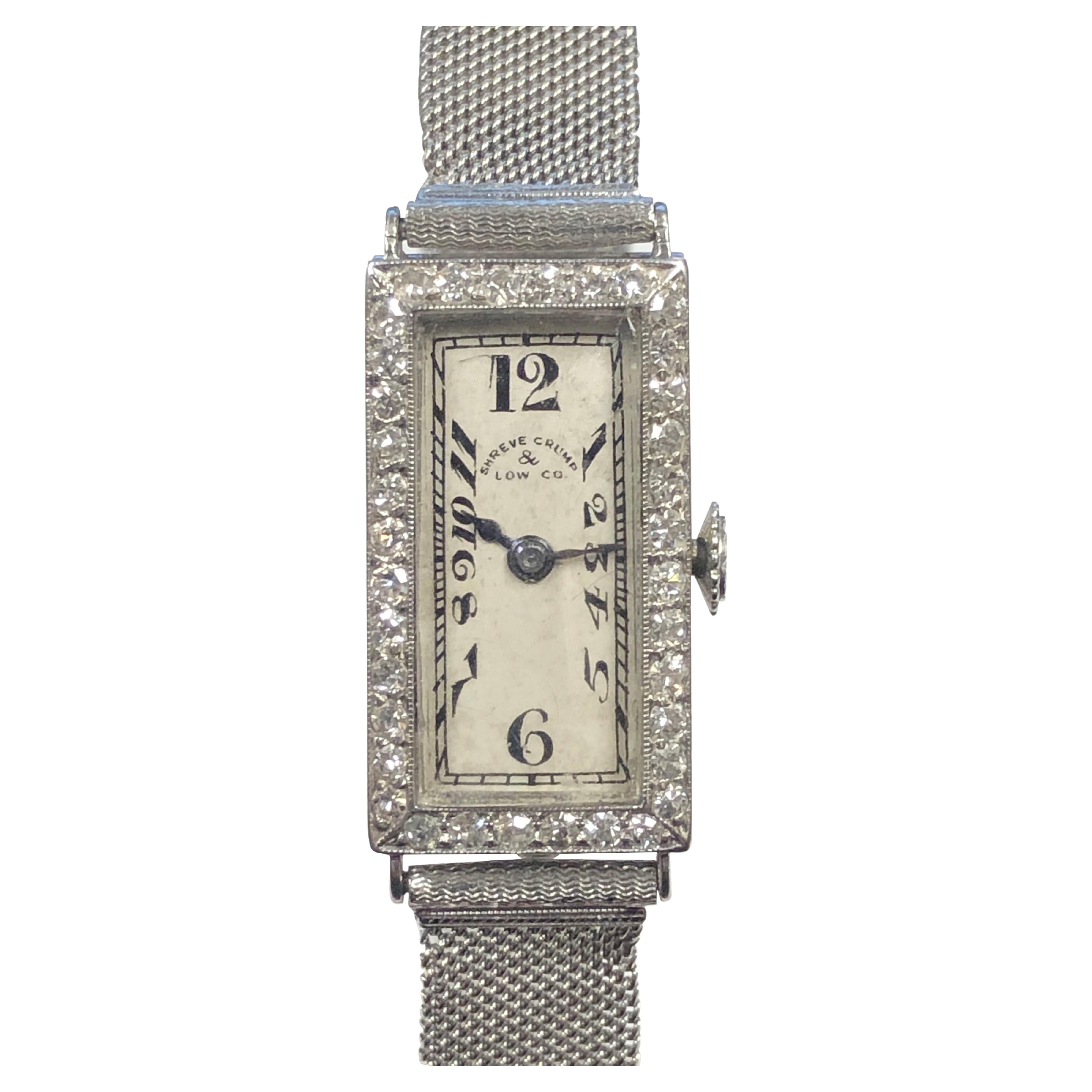 Patek Philippe for Shreve Crump & Low Platinum Diamond 1920s Ladies Wrist Watch