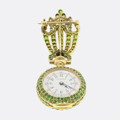 Patek Philippe for Tiffany & Co. Demantoid Garnet and Diamond Brooch Fob Watch