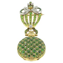 Patek Philippe for Tiffany & Co. Demantoid Garnet and Diamond Brooch Fob Watch