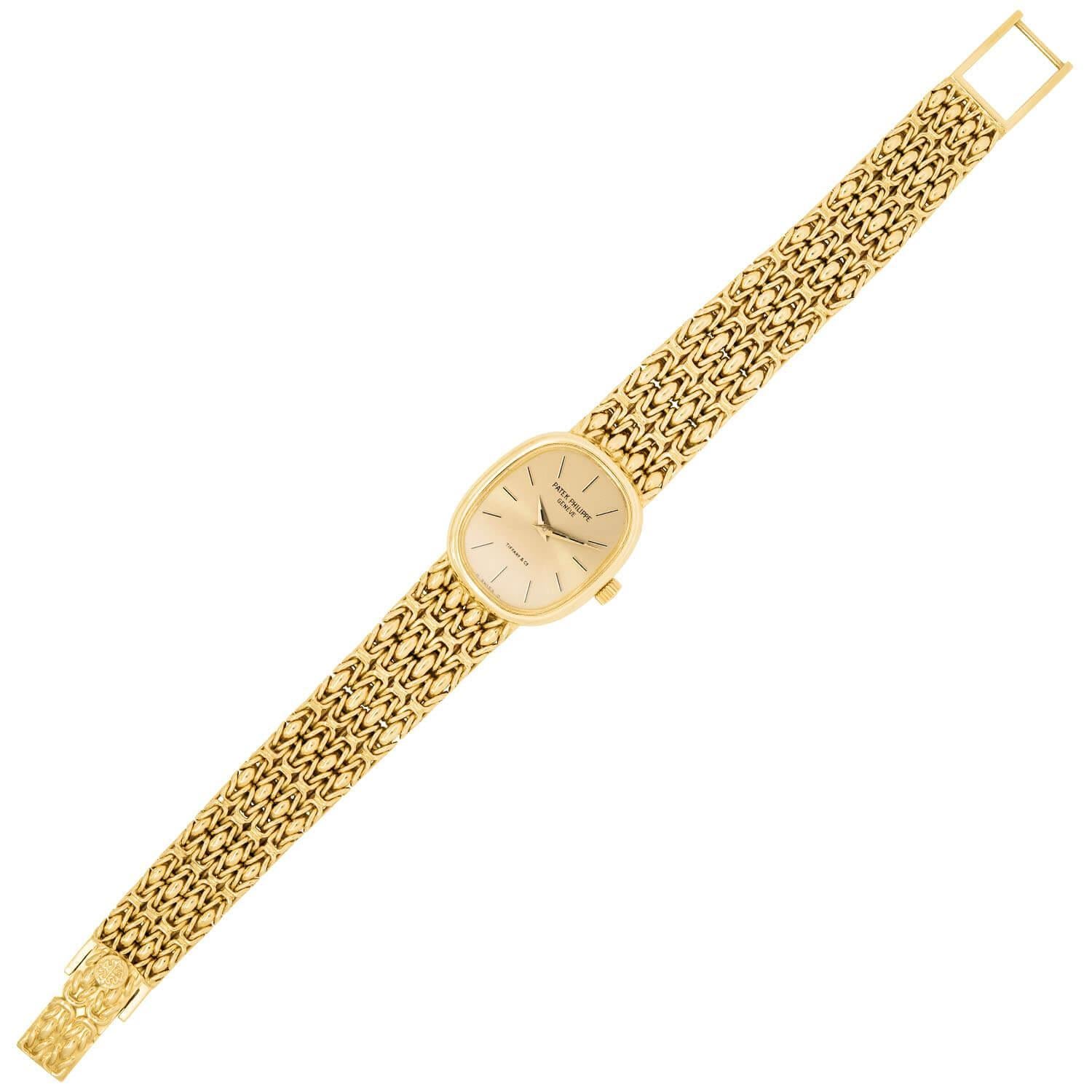 Retro PATEK PHILIPPE for TIFFANY & Co. Vintage 18k Watch For Sale