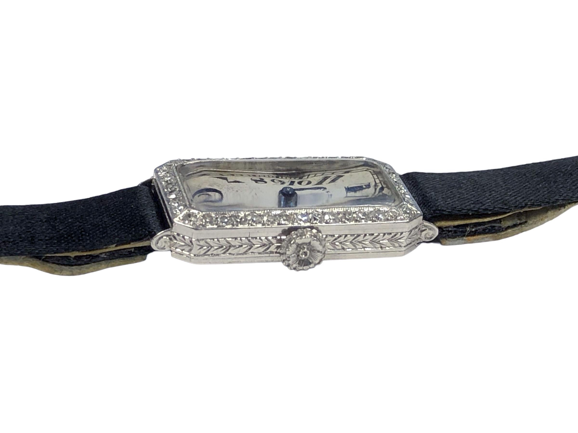 Art Deco Patek Philippe for Tiffany & Company Ladies Platinum and Diamond Wrist Watch  For Sale