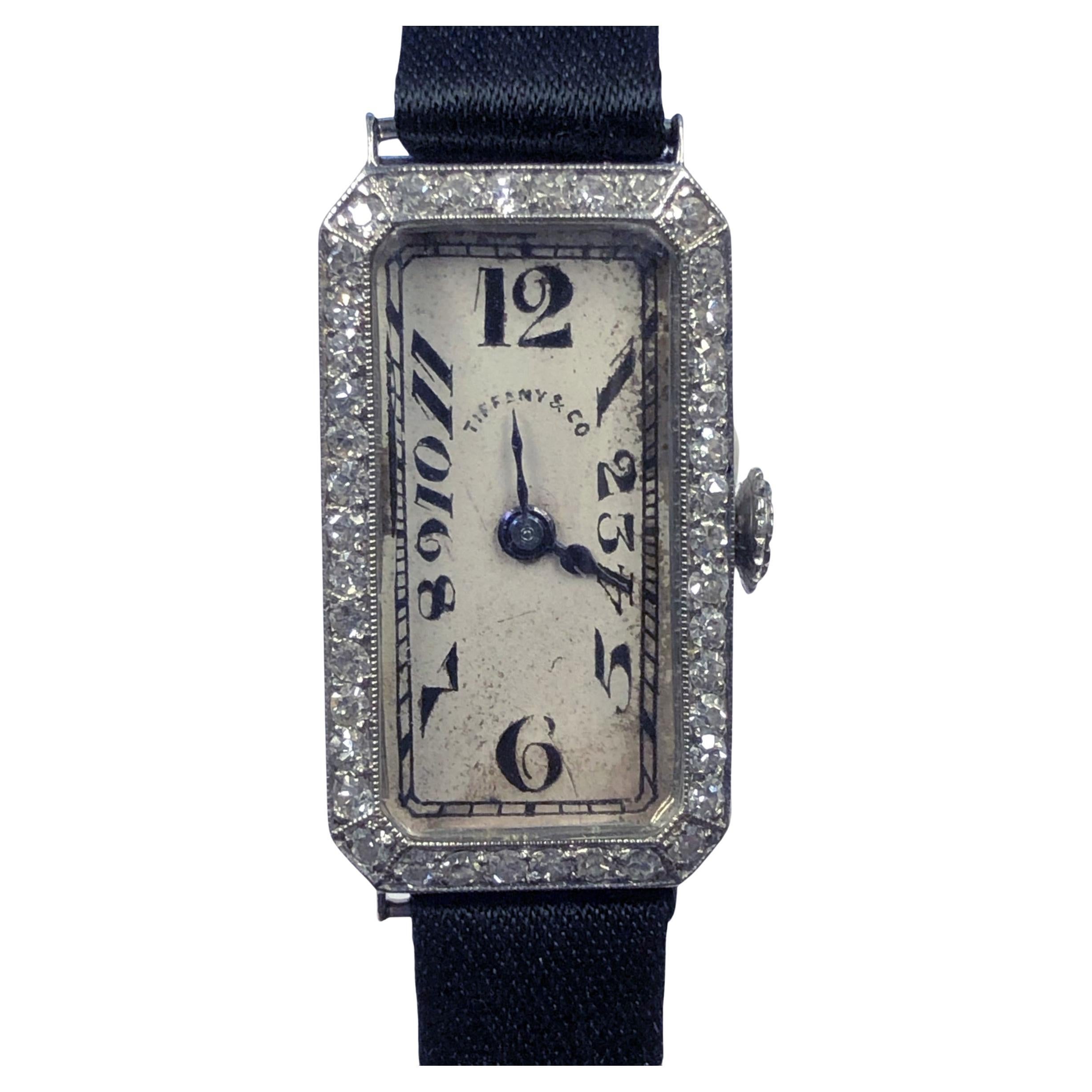 Patek Philippe for Tiffany & Company Ladies Platinum and Diamond Wrist Watch  For Sale