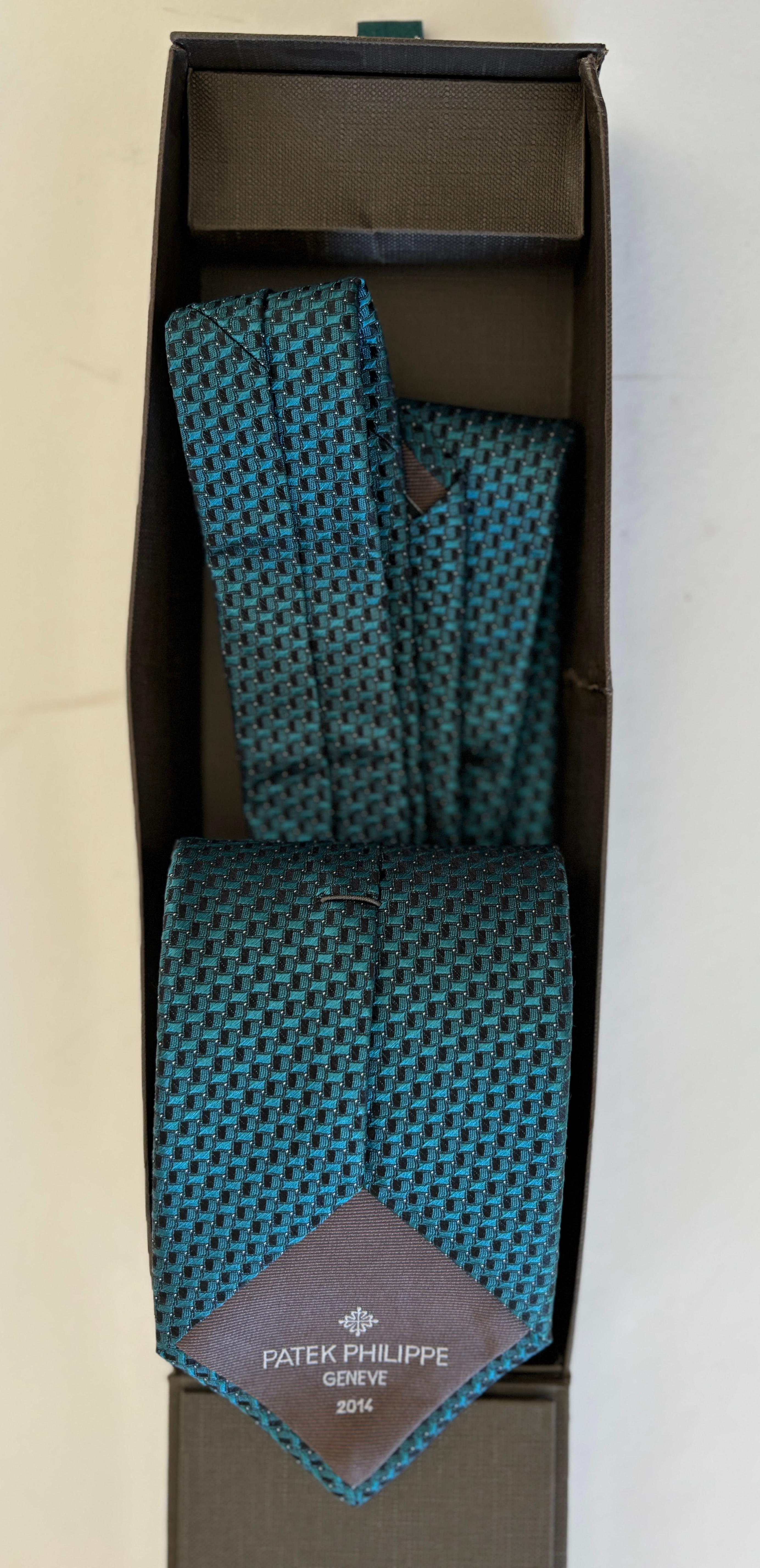 Patek Philippe Geneve Blue Silk Neck Tie For Sale 8