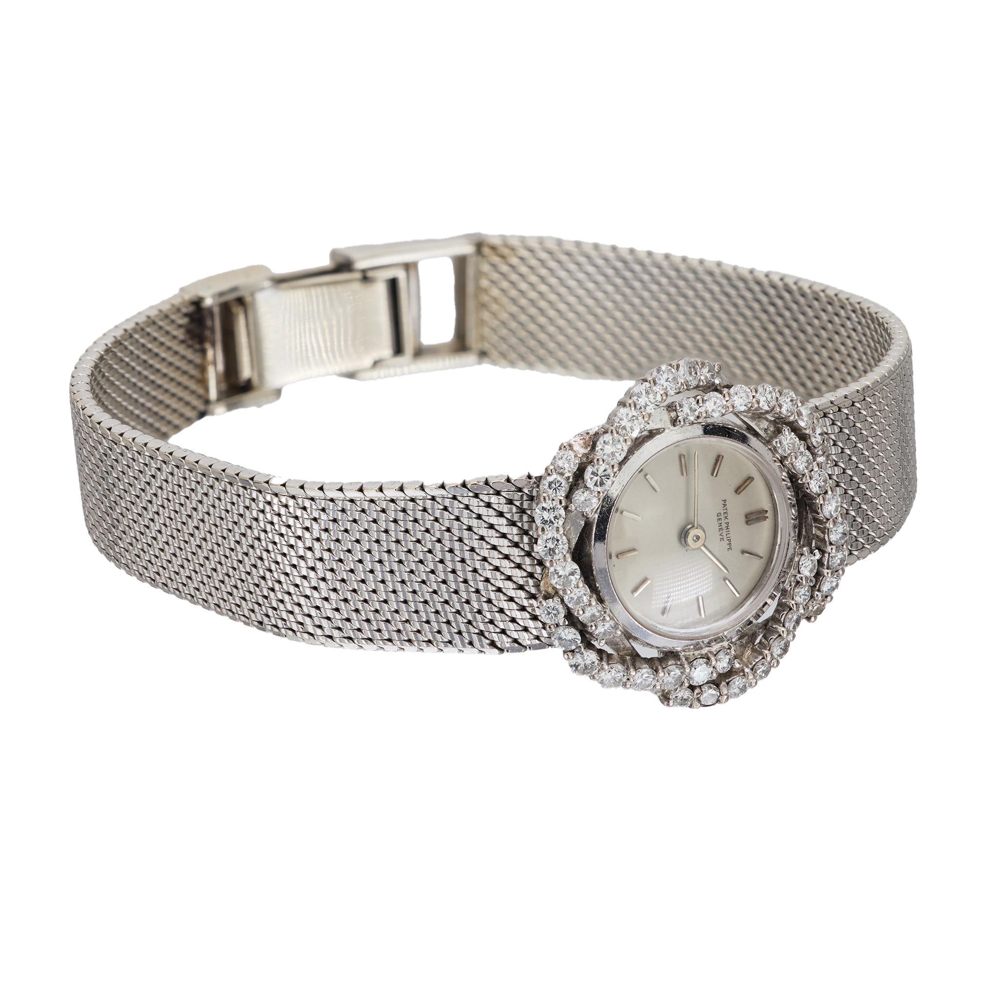 Brilliant Cut Patek Philippe Genéve diamond 18k white gold watch