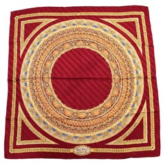 Patek Philippe Genève Red Silk Print Vintage Scarf