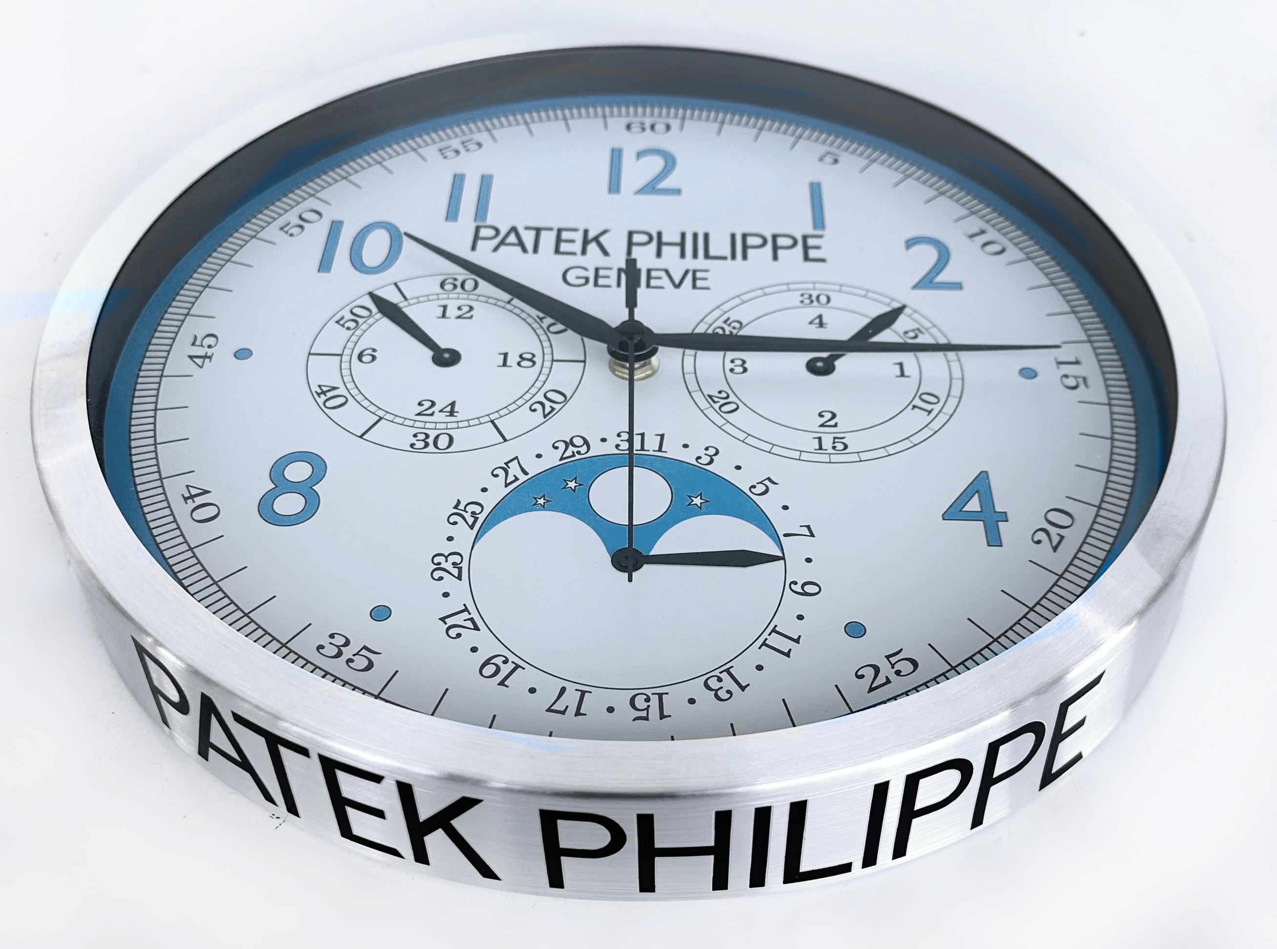 Patek Philippe, Switzerland dealer's advertising wall clock.


Offered for sale is a Patek Philippe (Geneve, Switzerland) dealer's advertising chronograph wall clock of a wristwatch model. This is a great gift for the watch lover. This is