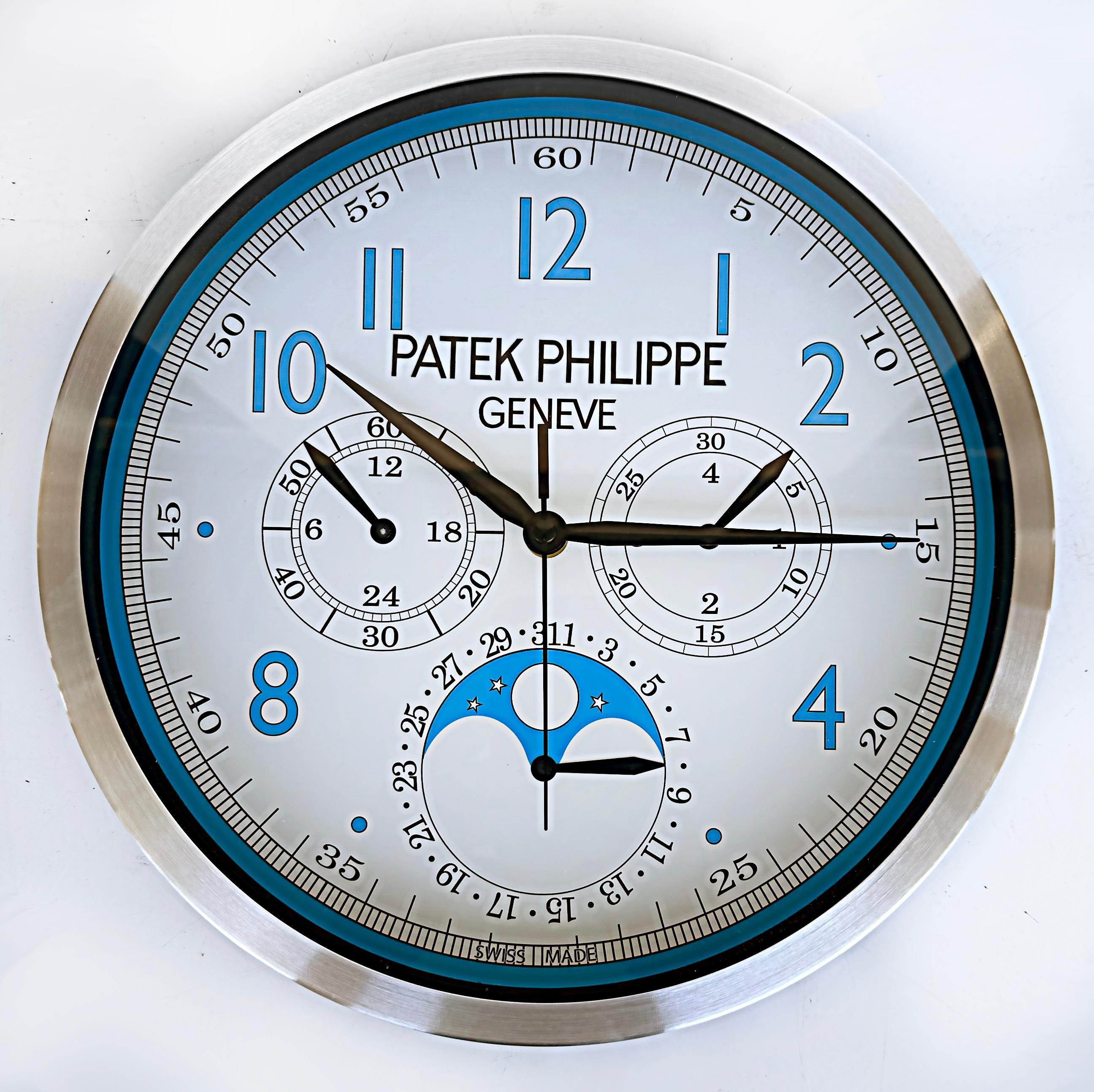 Patek Philippe Geneve, Switzerland Dealer's Advertising Chronograph Wall Clock 1