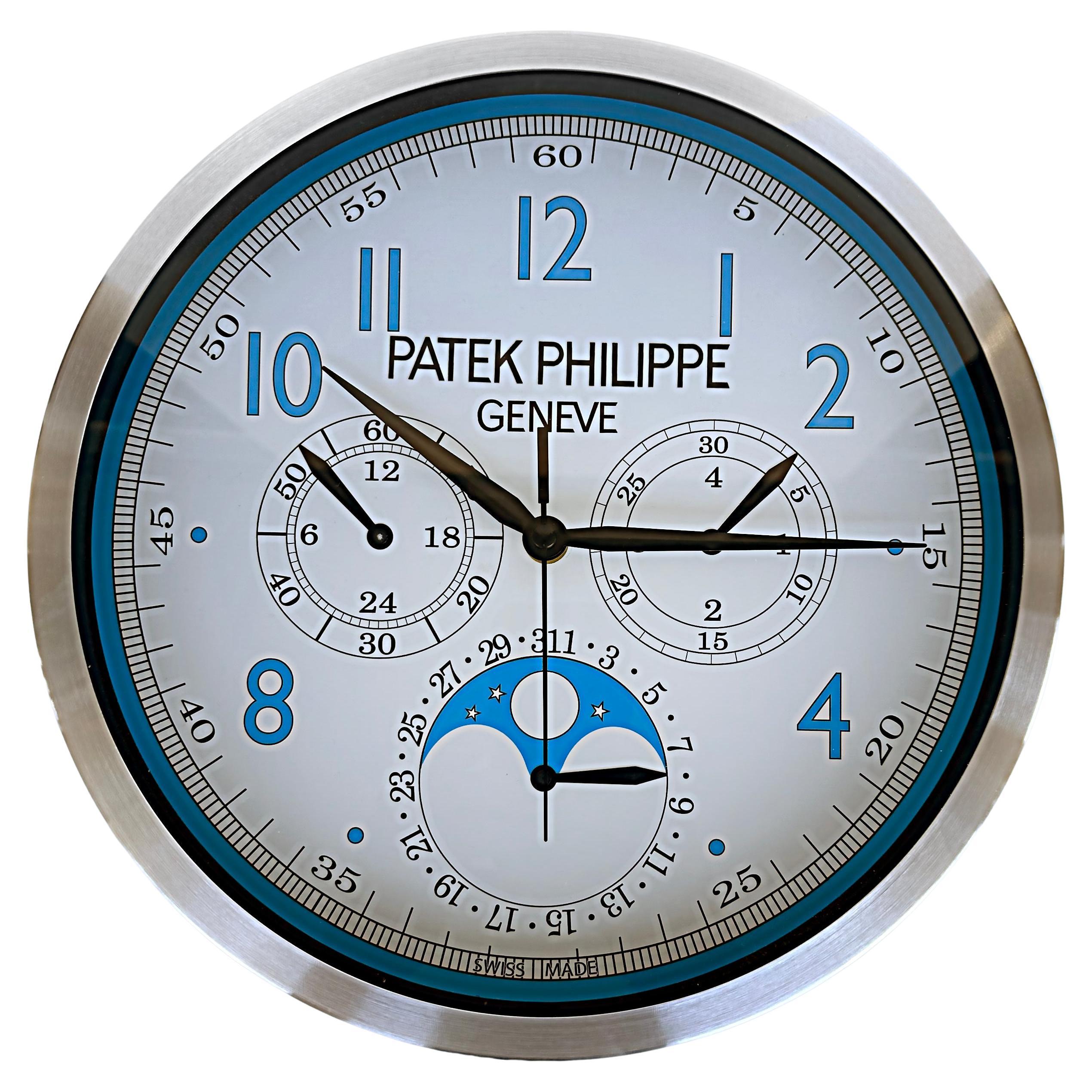Patek Philippe Geneve, Switzerland Dealer's Advertising Chronograph Wall Clock