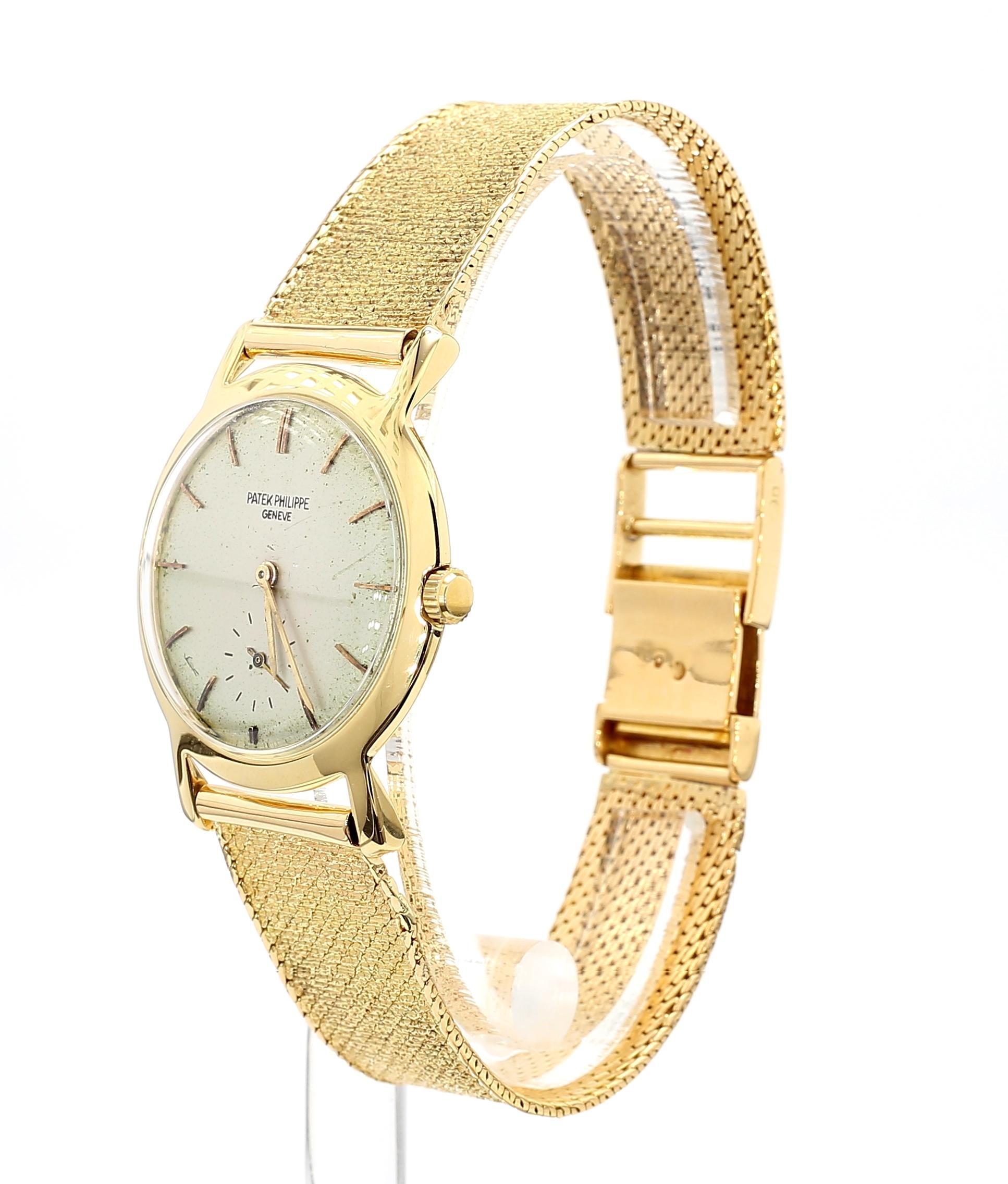 Patek Philippe Montre bracelet à mailles en or 18 carats Geneve Vintage 2506 Manual en vente 5