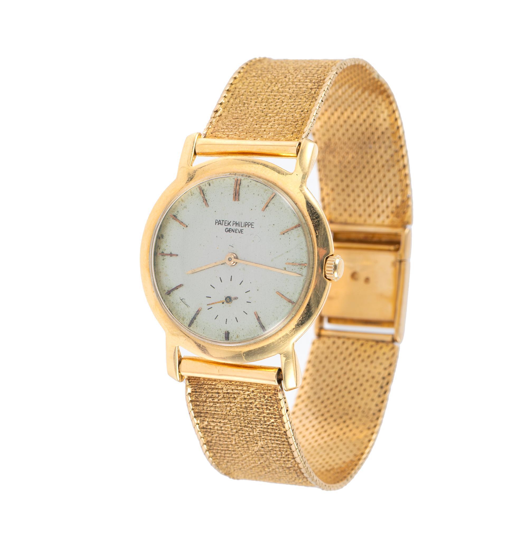 Patek Philippe Montre bracelet à mailles en or 18 carats Geneve Vintage 2506 Manual en vente 6