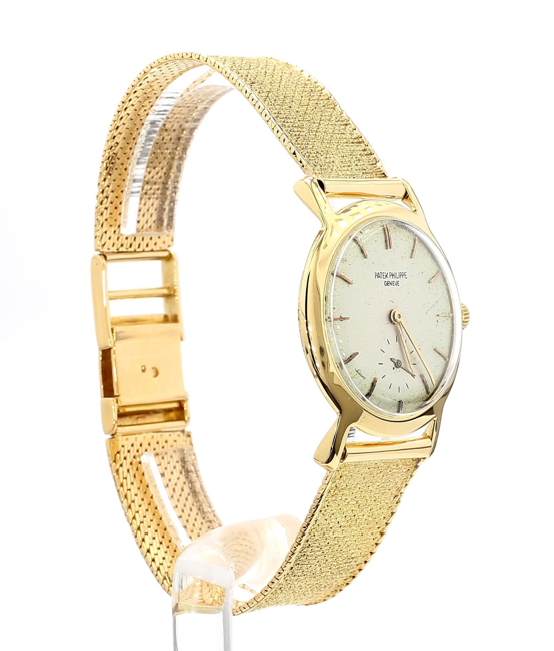 Patek Philippe Montre bracelet à mailles en or 18 carats Geneve Vintage 2506 Manual en vente 1