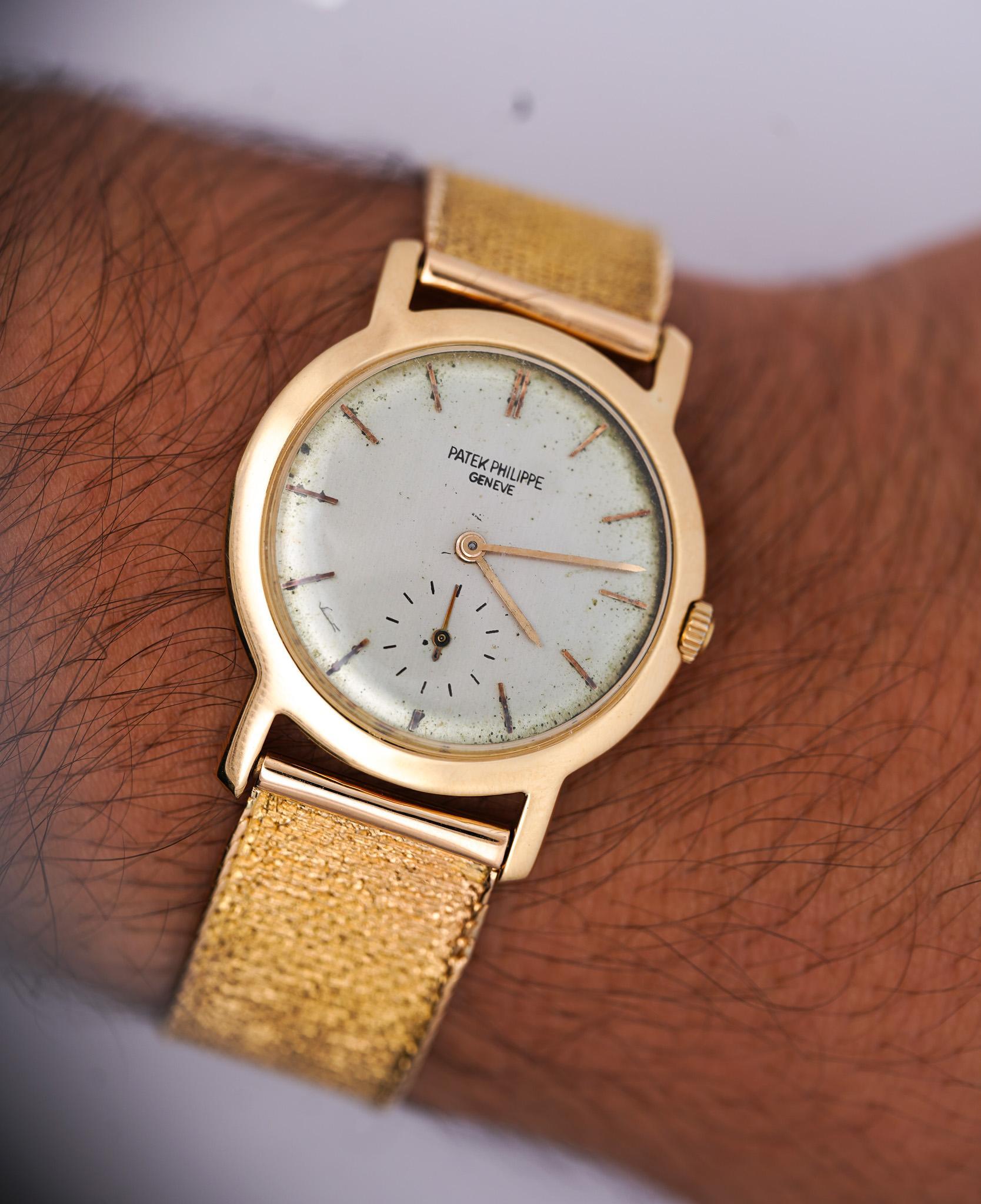 Patek Philippe Montre bracelet à mailles en or 18 carats Geneve Vintage 2506 Manual en vente 2