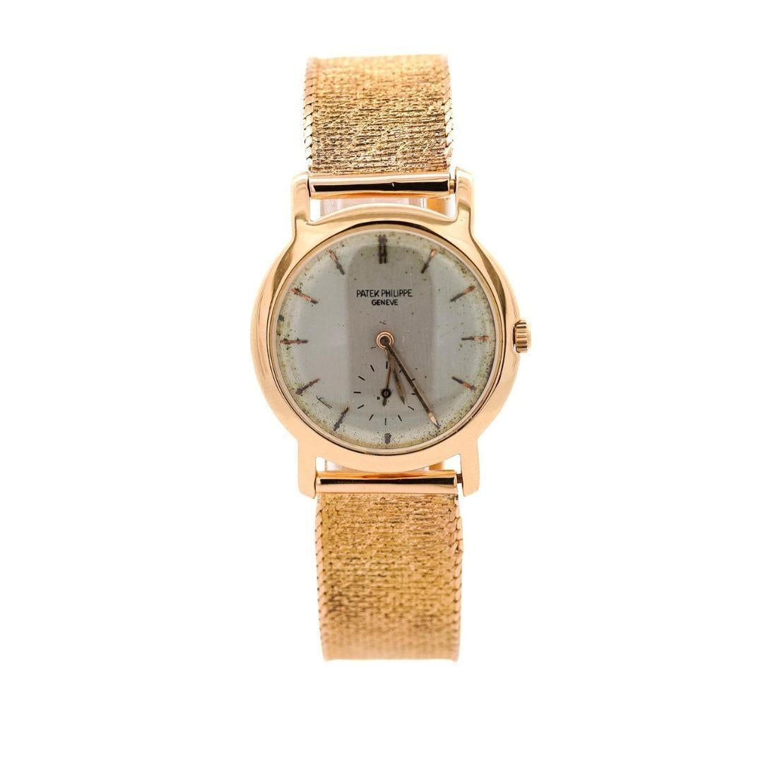 Patek Philippe Montre bracelet à mailles en or 18 carats Geneve Vintage 2506 Manual en vente 4