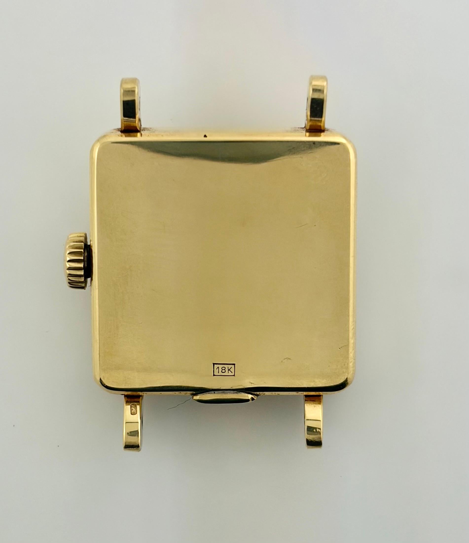 Patek Philippe Genève Vintage Square 18K Gold Wristwatch with Angled Crystal, Ci For Sale 2