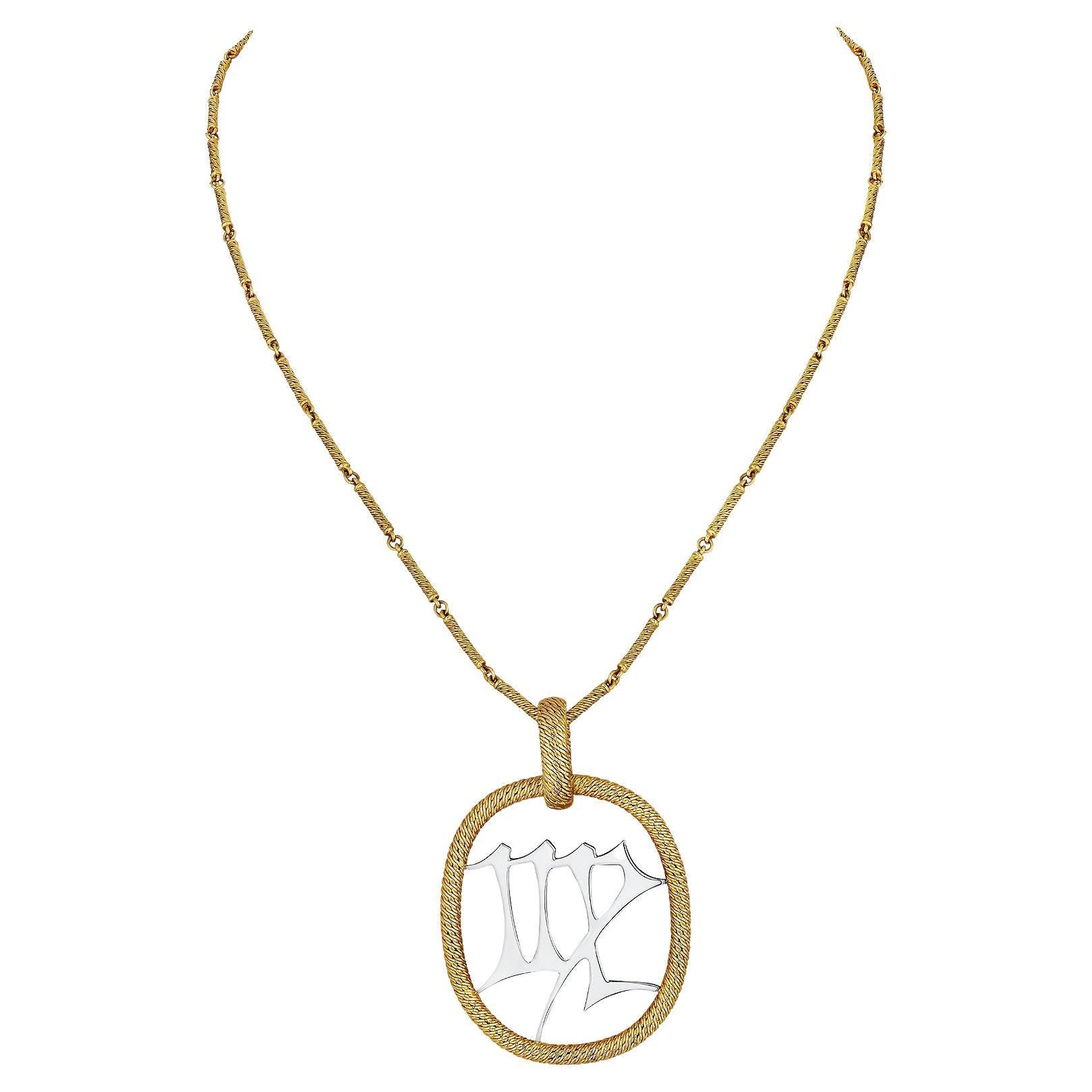 Patek Philippe Georges L'Enfant Virgo Zodiac Yellow White Gold Vintage Necklace