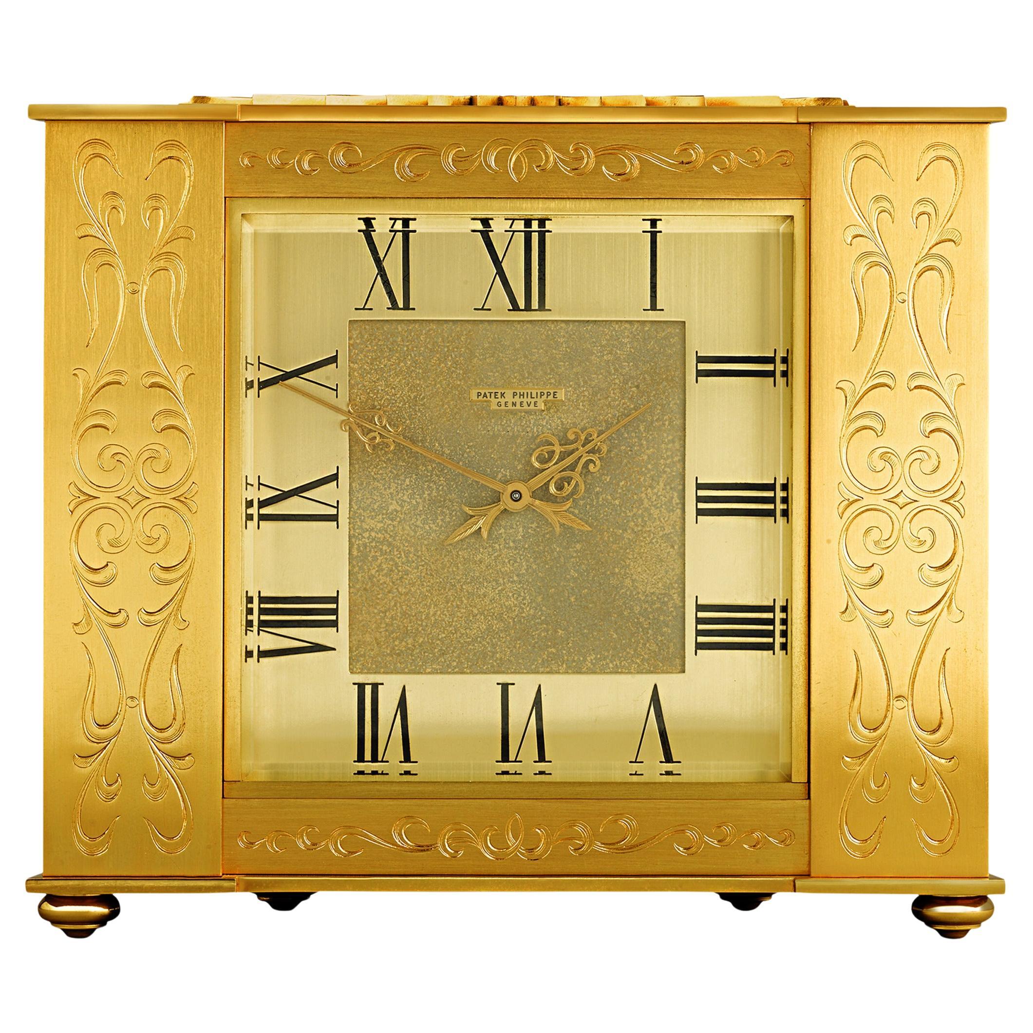 Horloge de bureau solaire dorée Demi-Lune de Patek Philippe