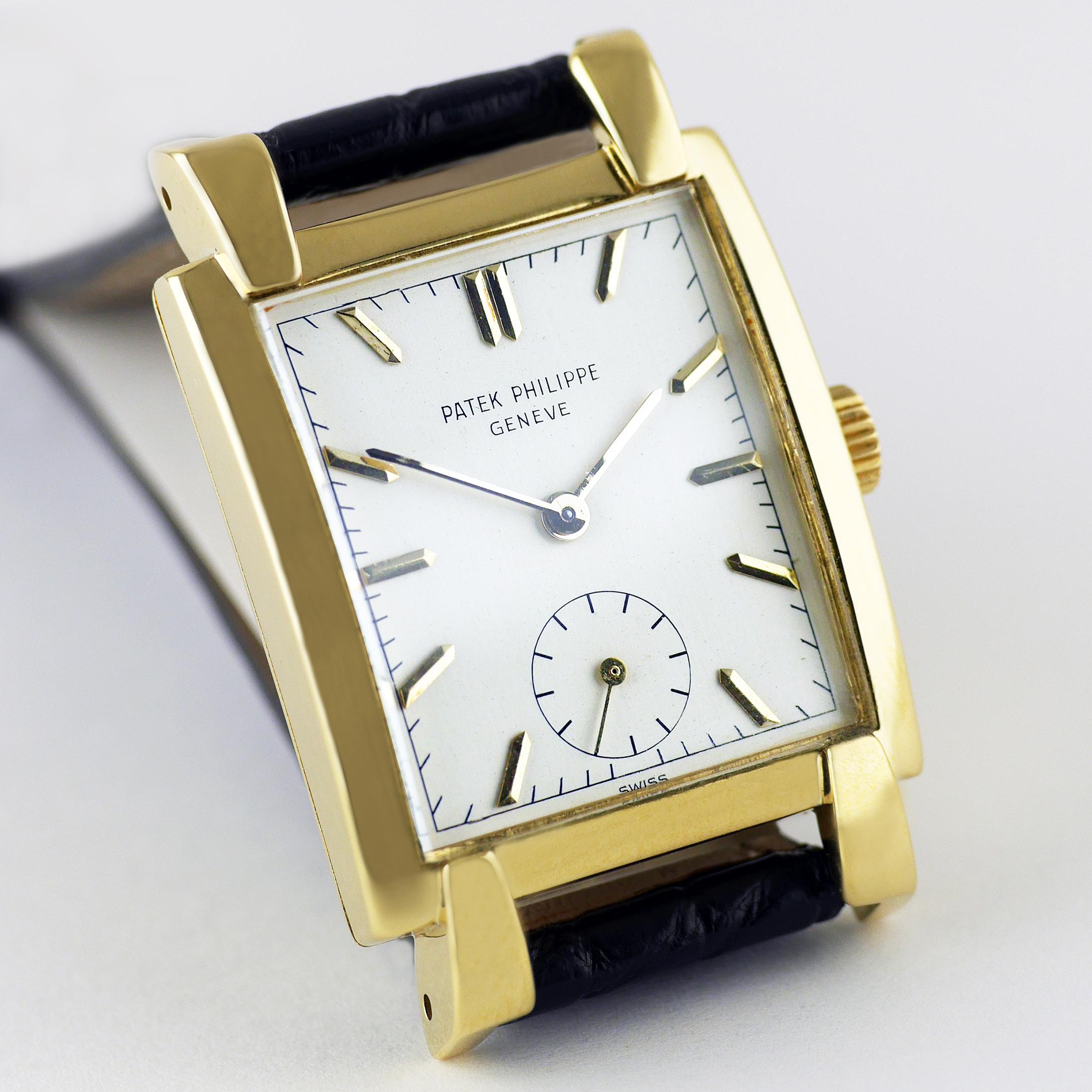 Montre-bracelet Patek Philippe en or datée de 1951 Excellent état - En vente à London, GB