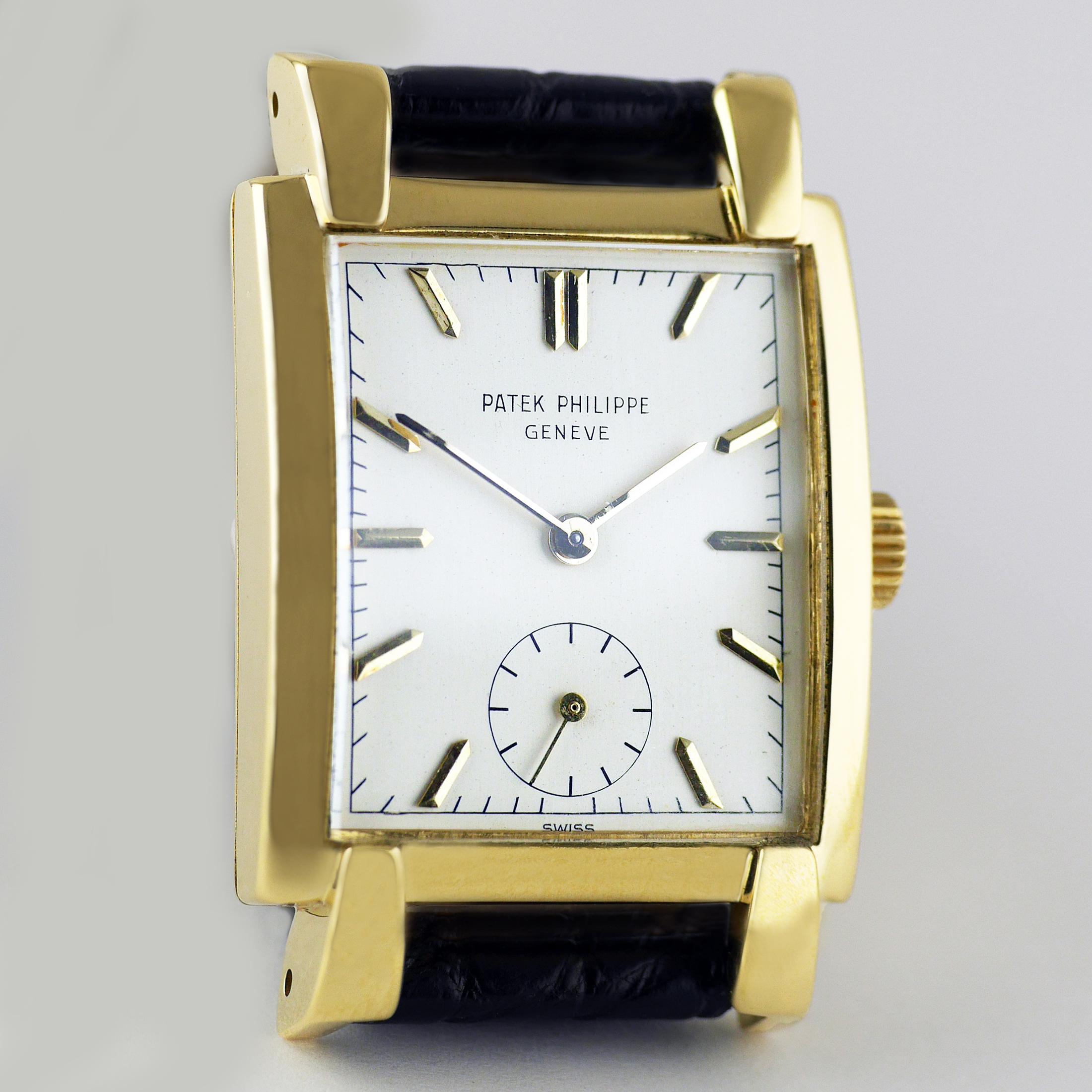 Montre-bracelet Patek Philippe en or datée de 1951 en vente 3