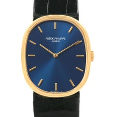 Patek Philippe Golden Ellipse 18 Karat Yellow Gold Blue Dial Men’s Watch 3848