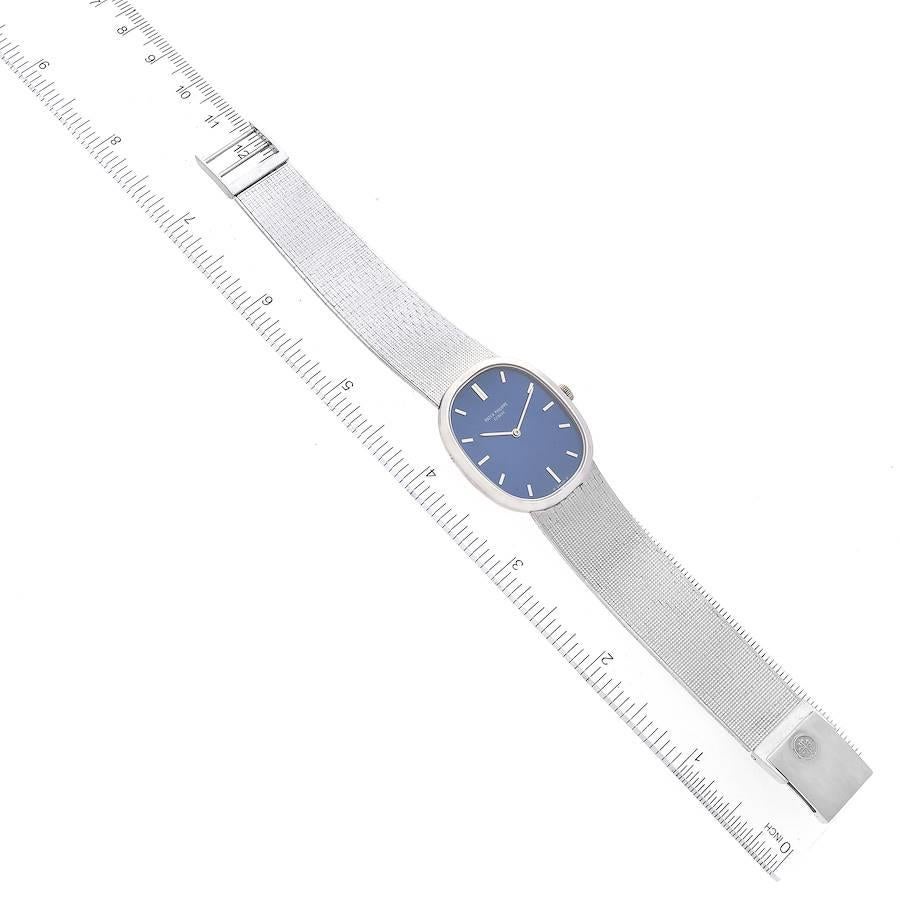 Patek Philippe Golden Ellipse 18k White Gold Blue Dial Ladies Watch 3548 3