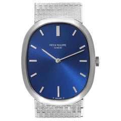 Patek Philippe Golden Ellipse 18k White Gold Blue Dial Ladies Watch 3548