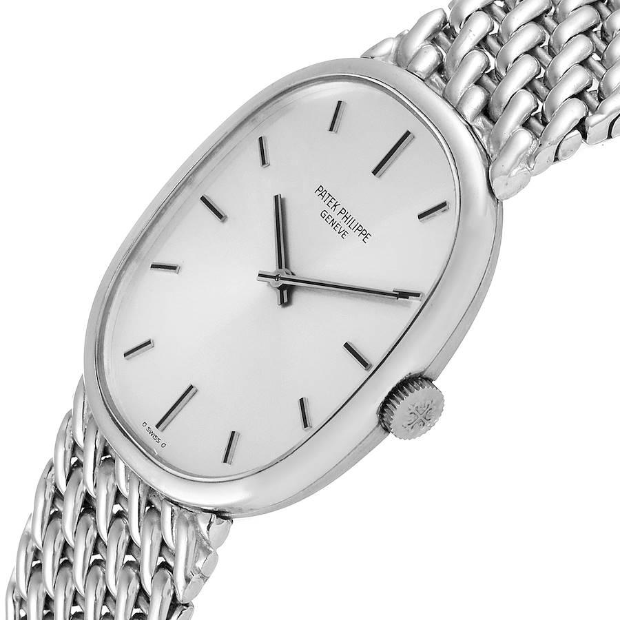 Patek Philippe Golden Ellipse 18k White Gold Silver Dial Mens Watch 3848 For Sale 1