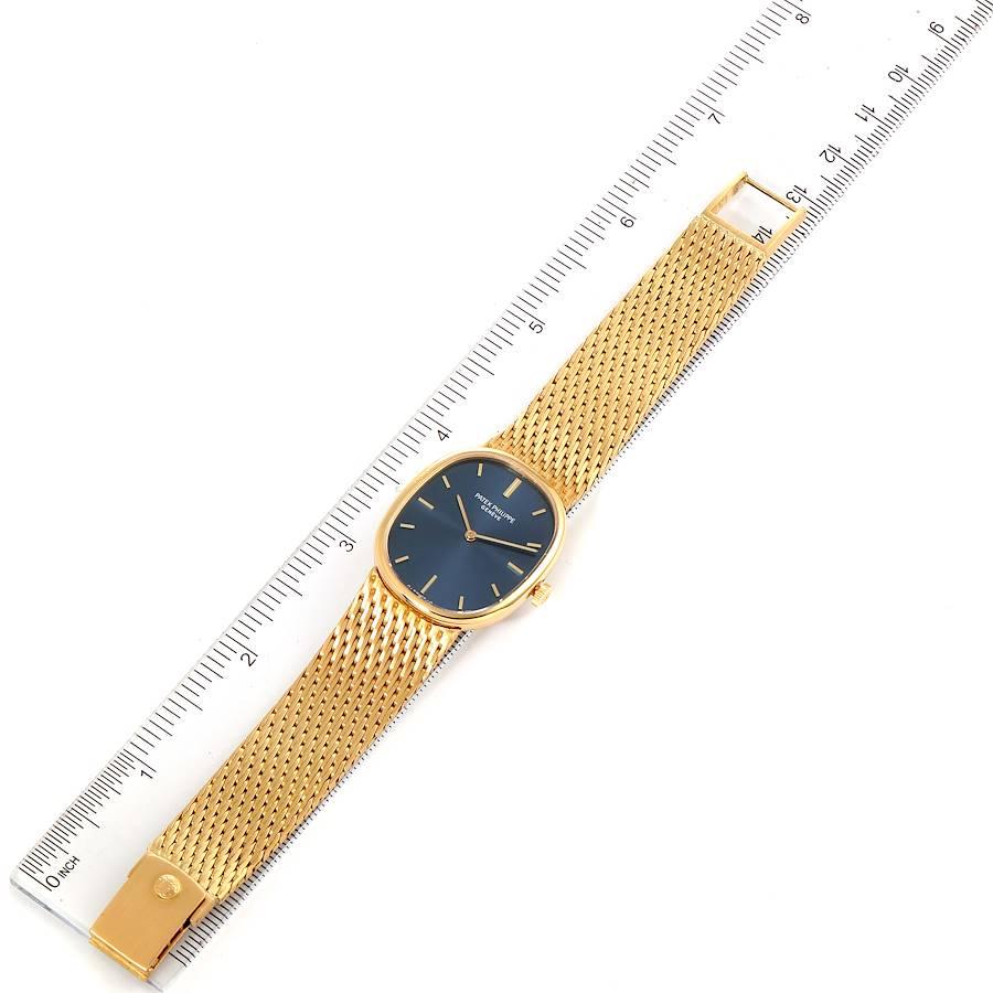 Patek Philippe Golden Ellipse 18k Yellow Gold Blue Dial Ladies Watch 3548 For Sale 4